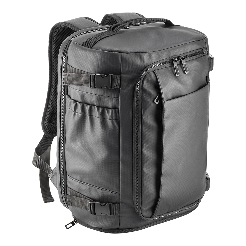Cabin size travel backpack with laptop holder (15) in 600D polyester with PU coating Black