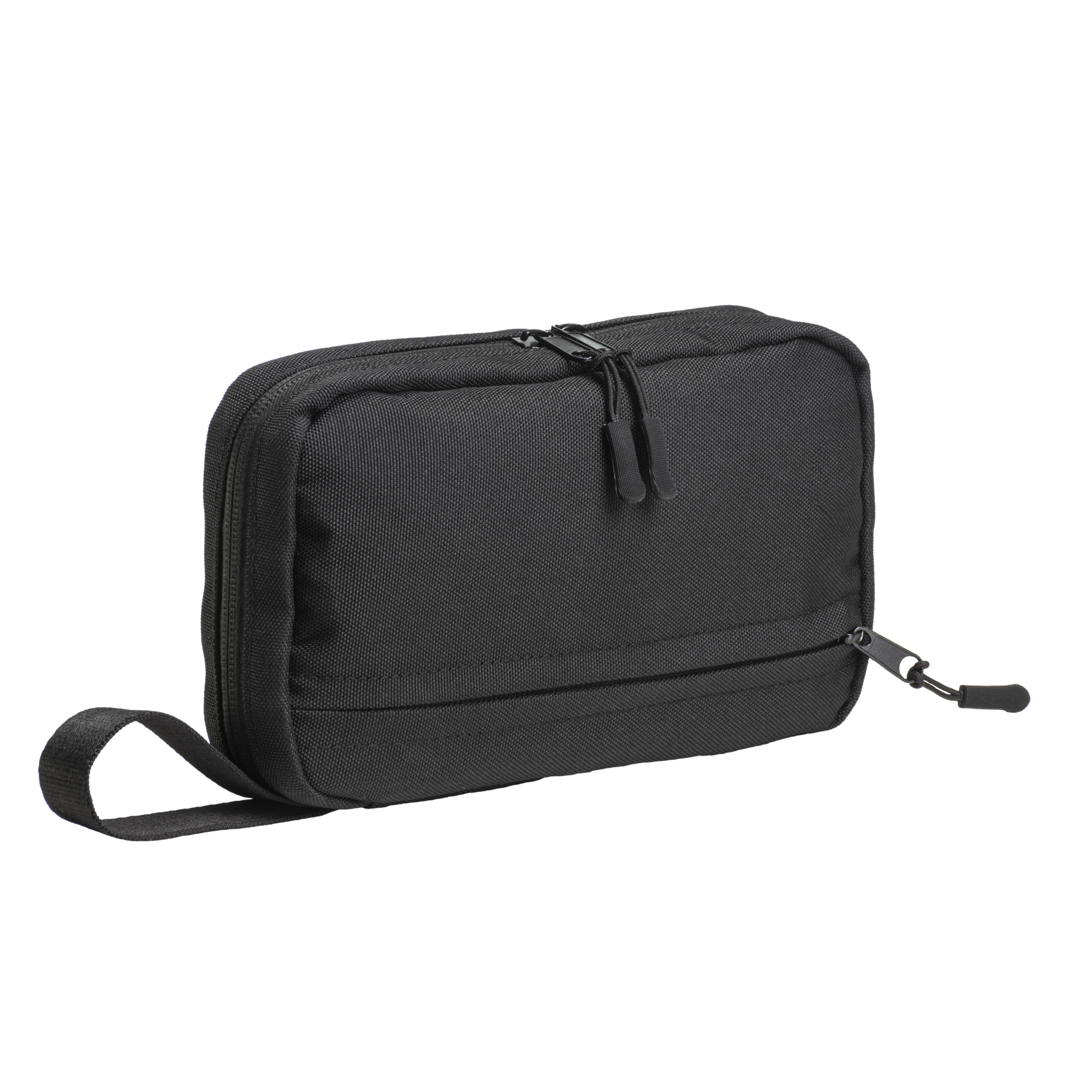 Tech organizer made of R-PET 900D with inside pockets and zipper closure Black