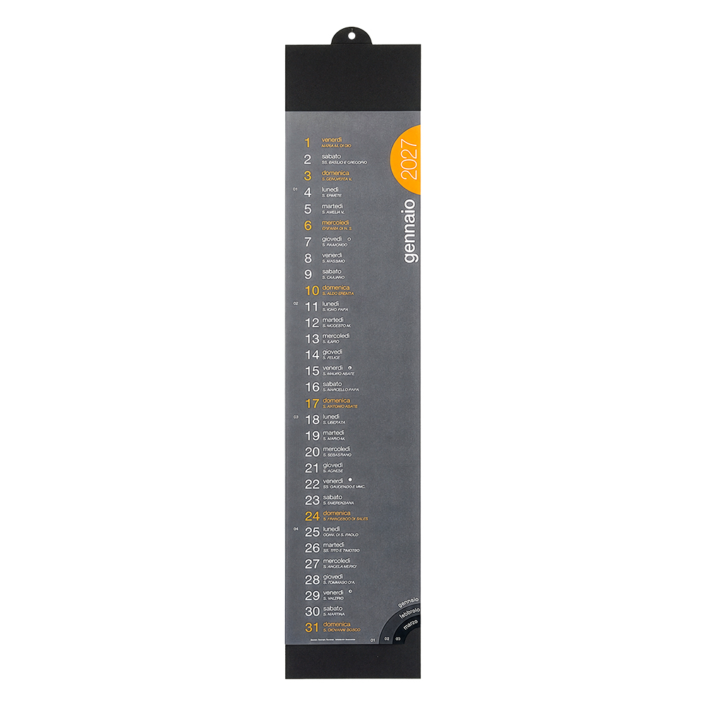 2027 monthly wall calendar in 300 gsm black cardboard Black