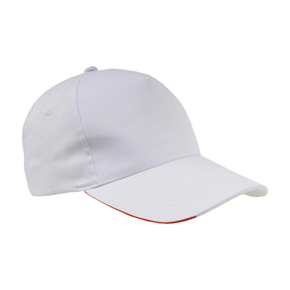 Cotton 5-panel cap with three-colour piping and Italian flag embroidery on the strap White
