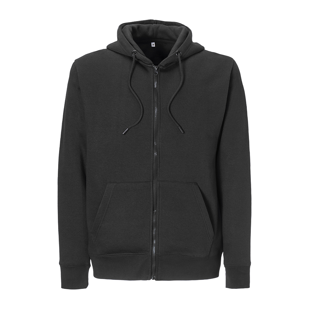 Unisex zip-up hoodie in organic cotton and recycled polyester 280 g/m2 Black L