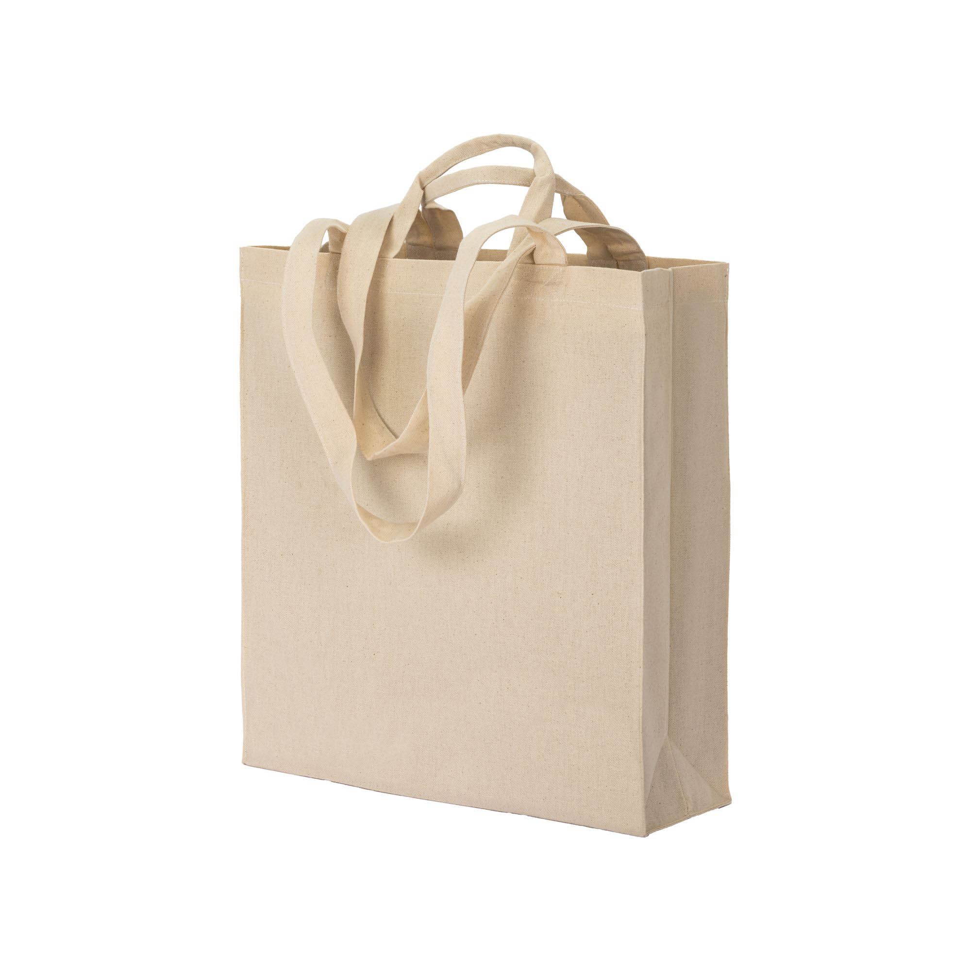 220 g/m2 cotton gusseted shopper with double handles Natural