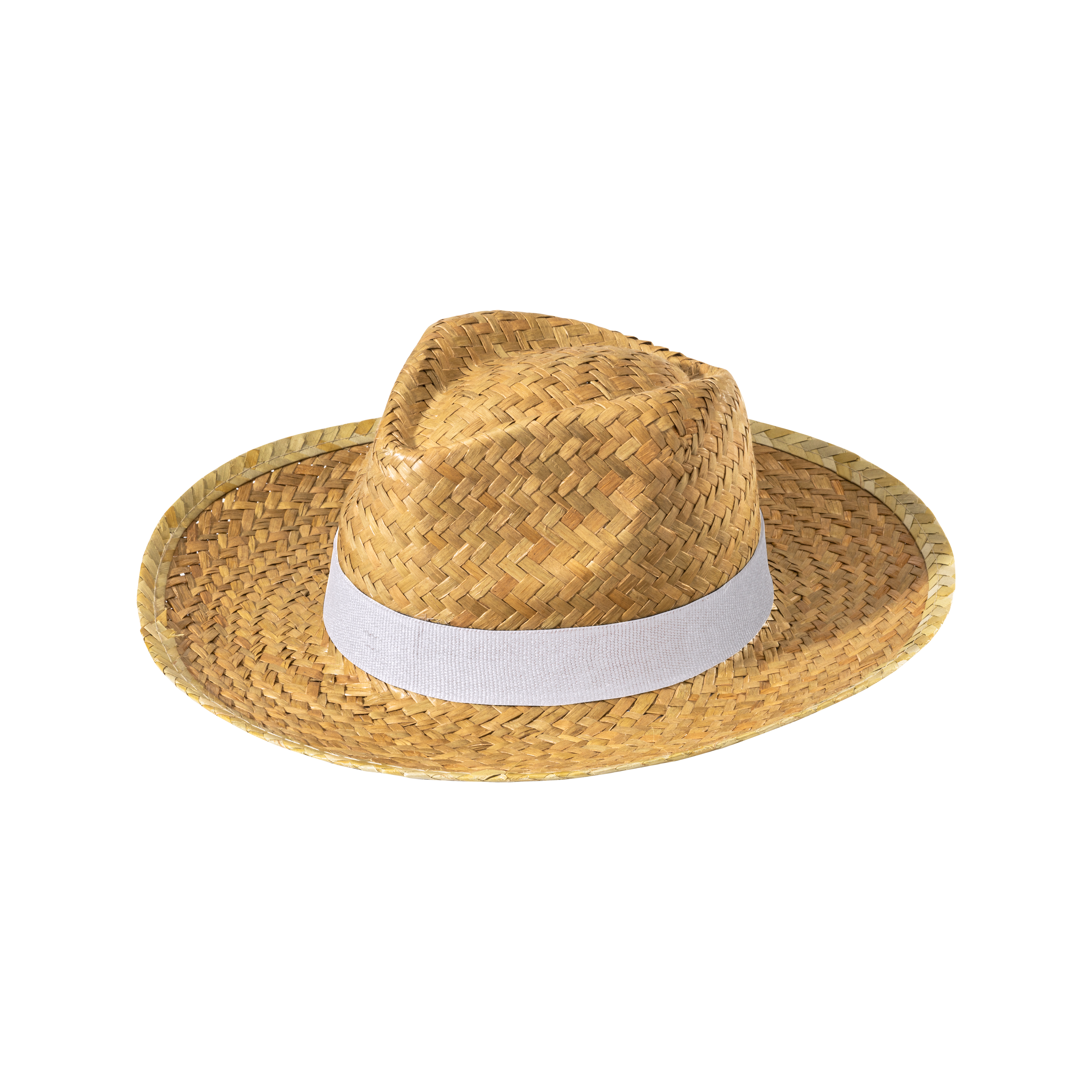 Straw hat with 3 cm elastic band applicable and customizable White