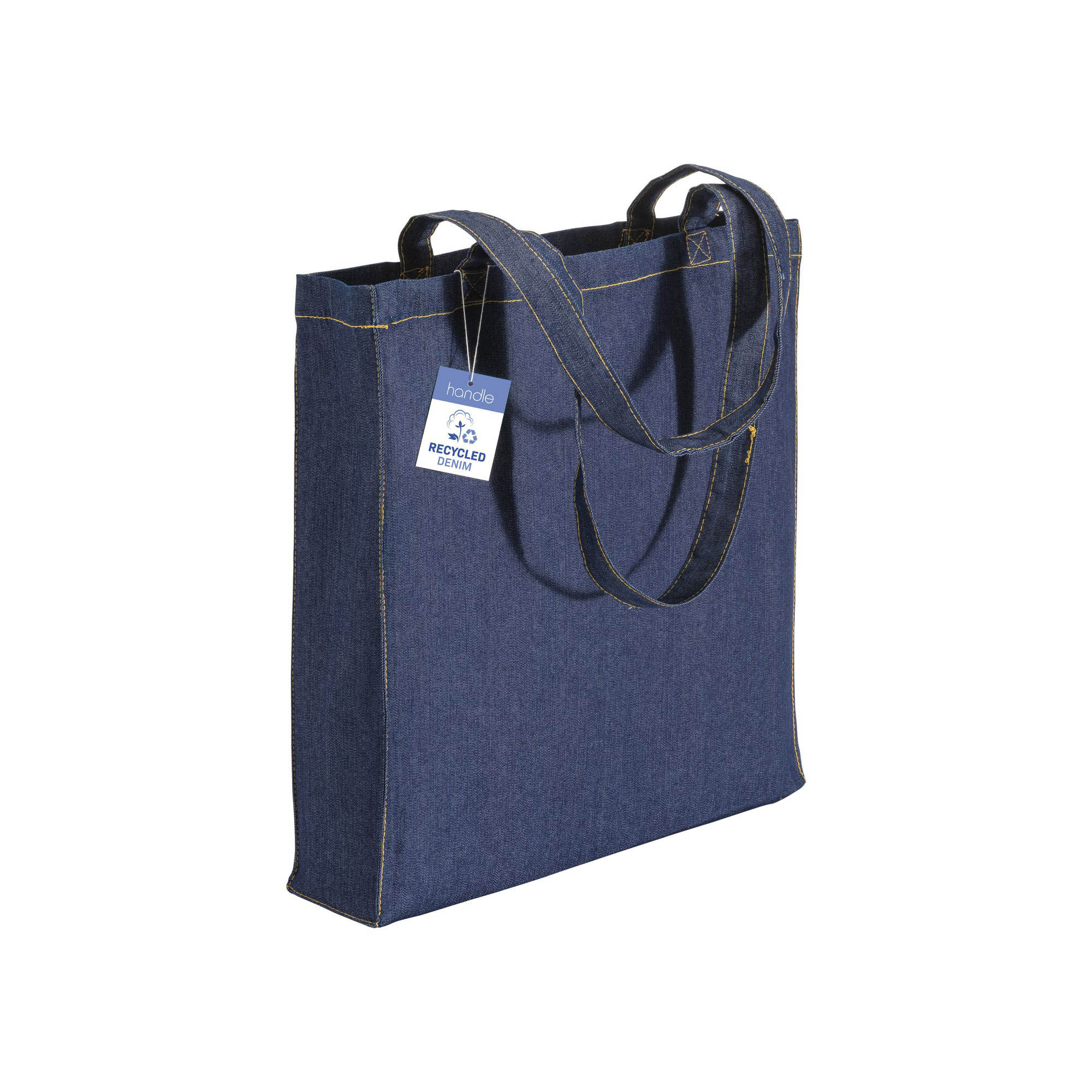 180 g/m2 denim recycled cotton shopping bag, long handles and gusset Jeans