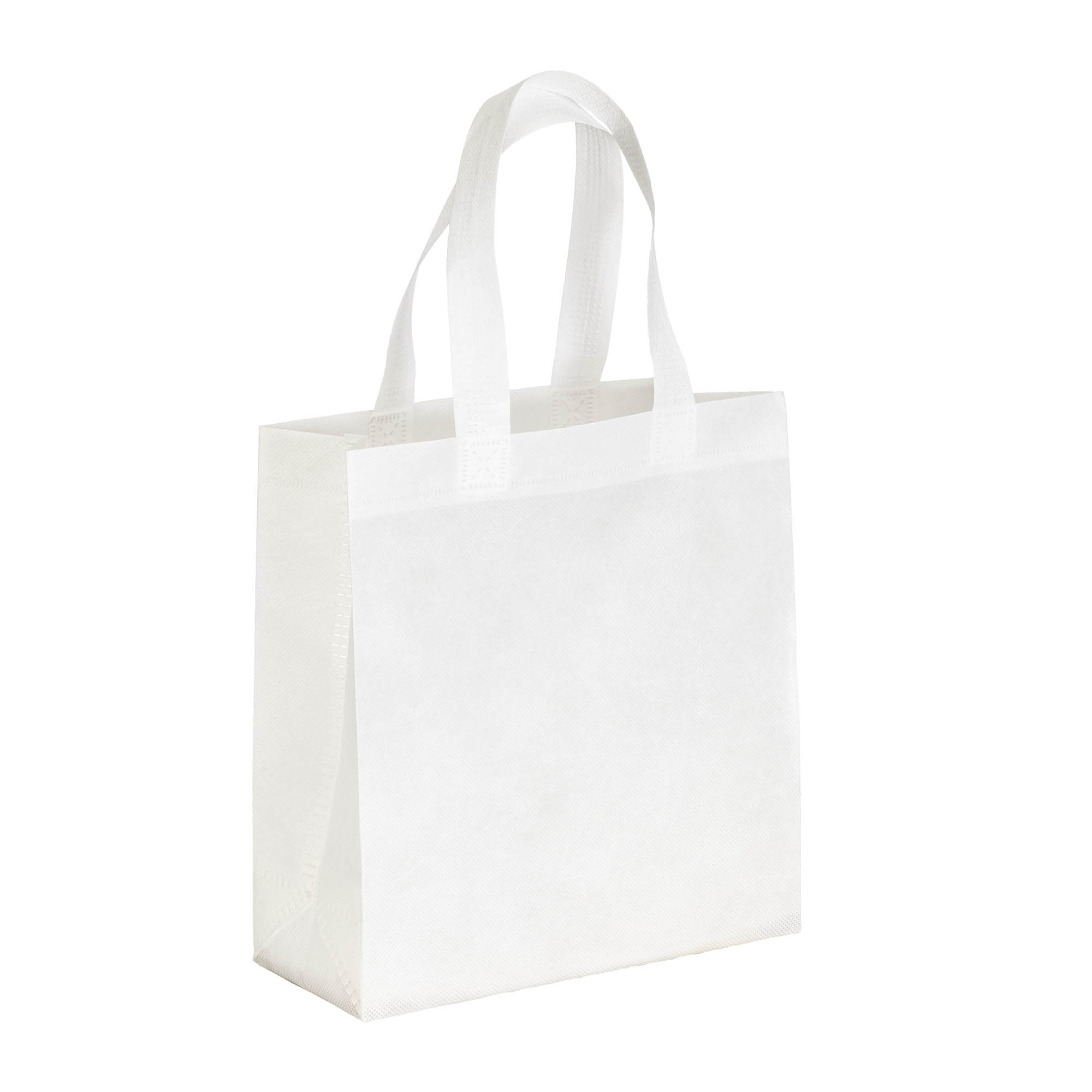 Shopper bag made of 80 g/m&sup2; recycled PET (TNT R-PET) heat-sealed White