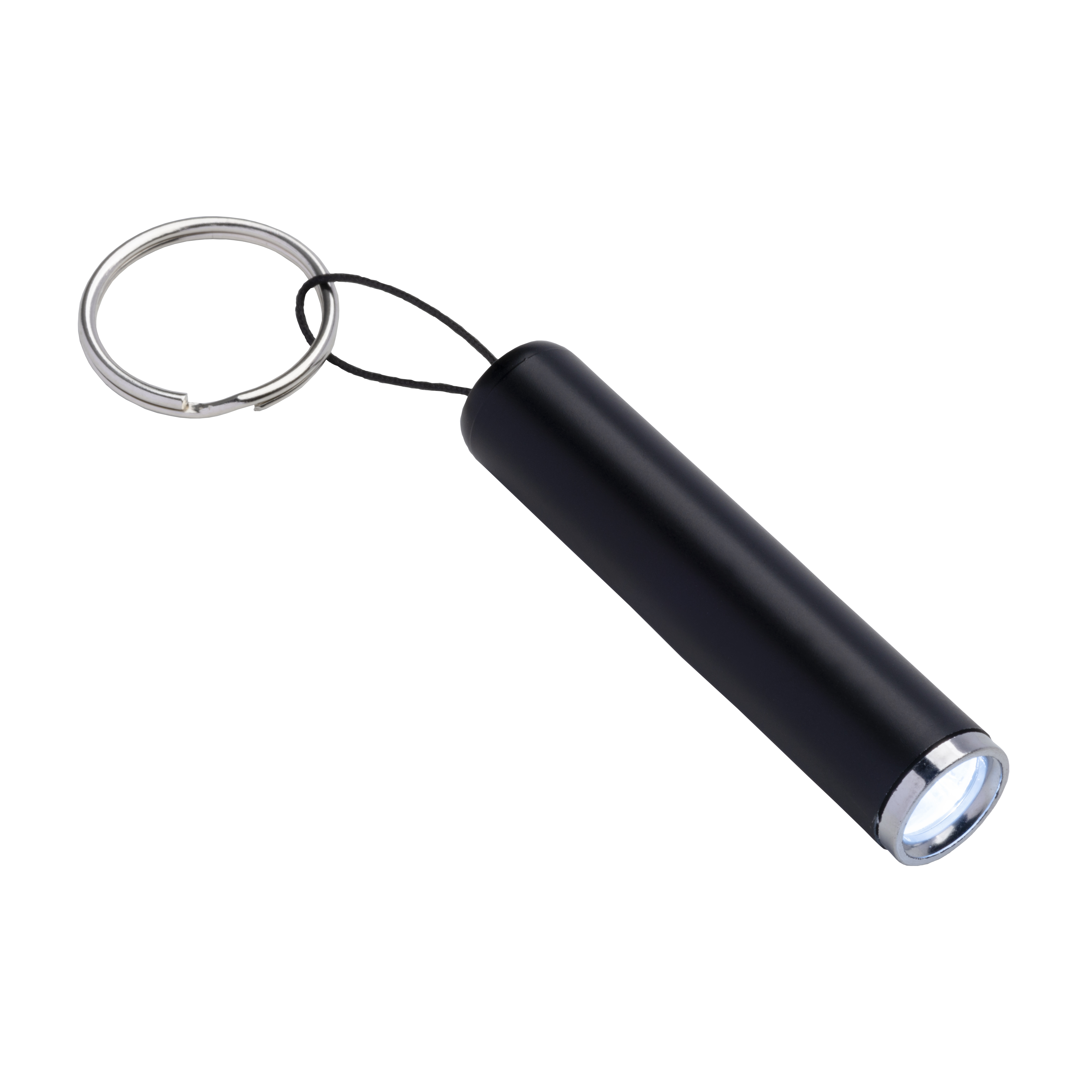 Mini plastic flashlight with Led light for laser engraving and key ring Black