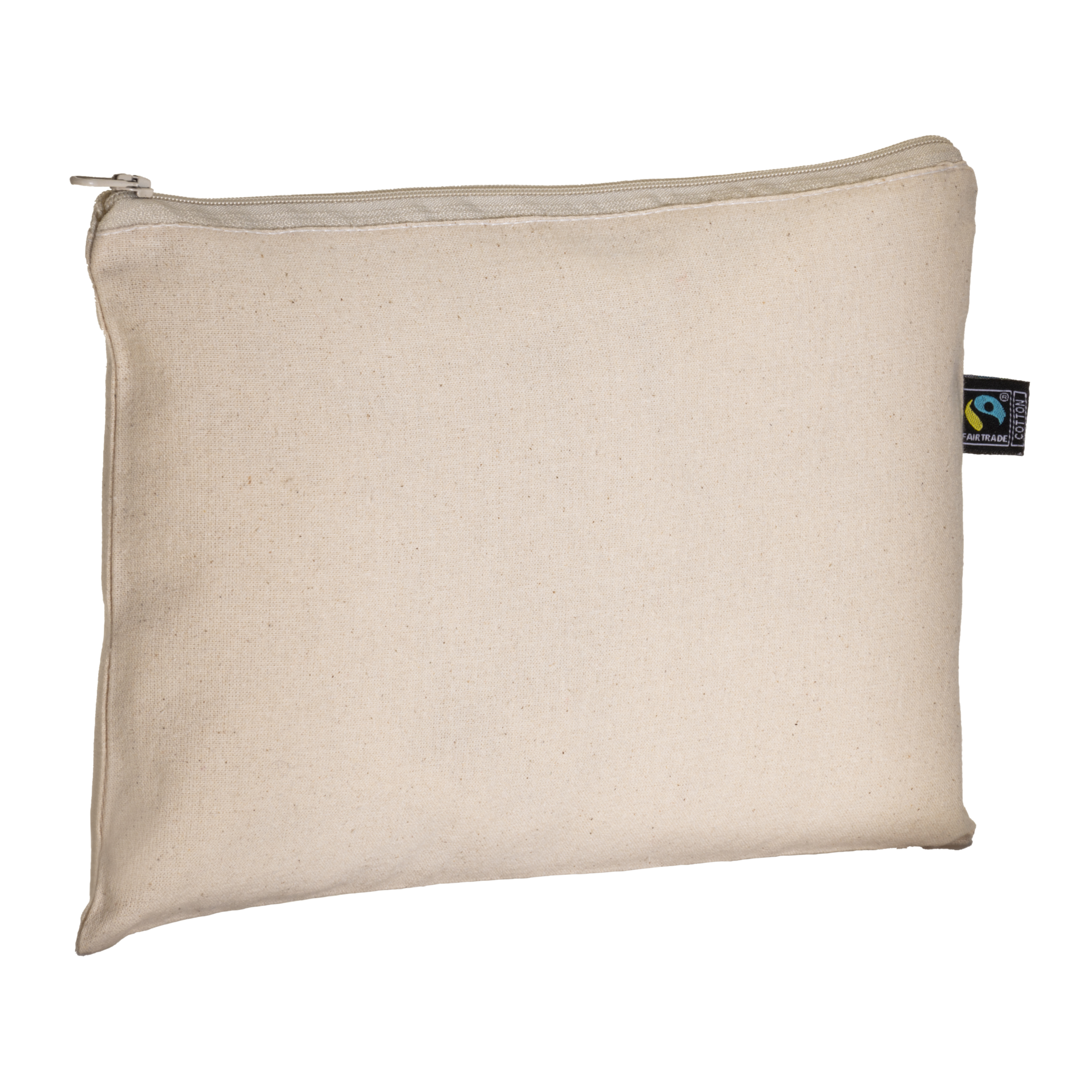 FAIRTRADE ® 180 g/m2 cotton beauty case with zipper closure Natural