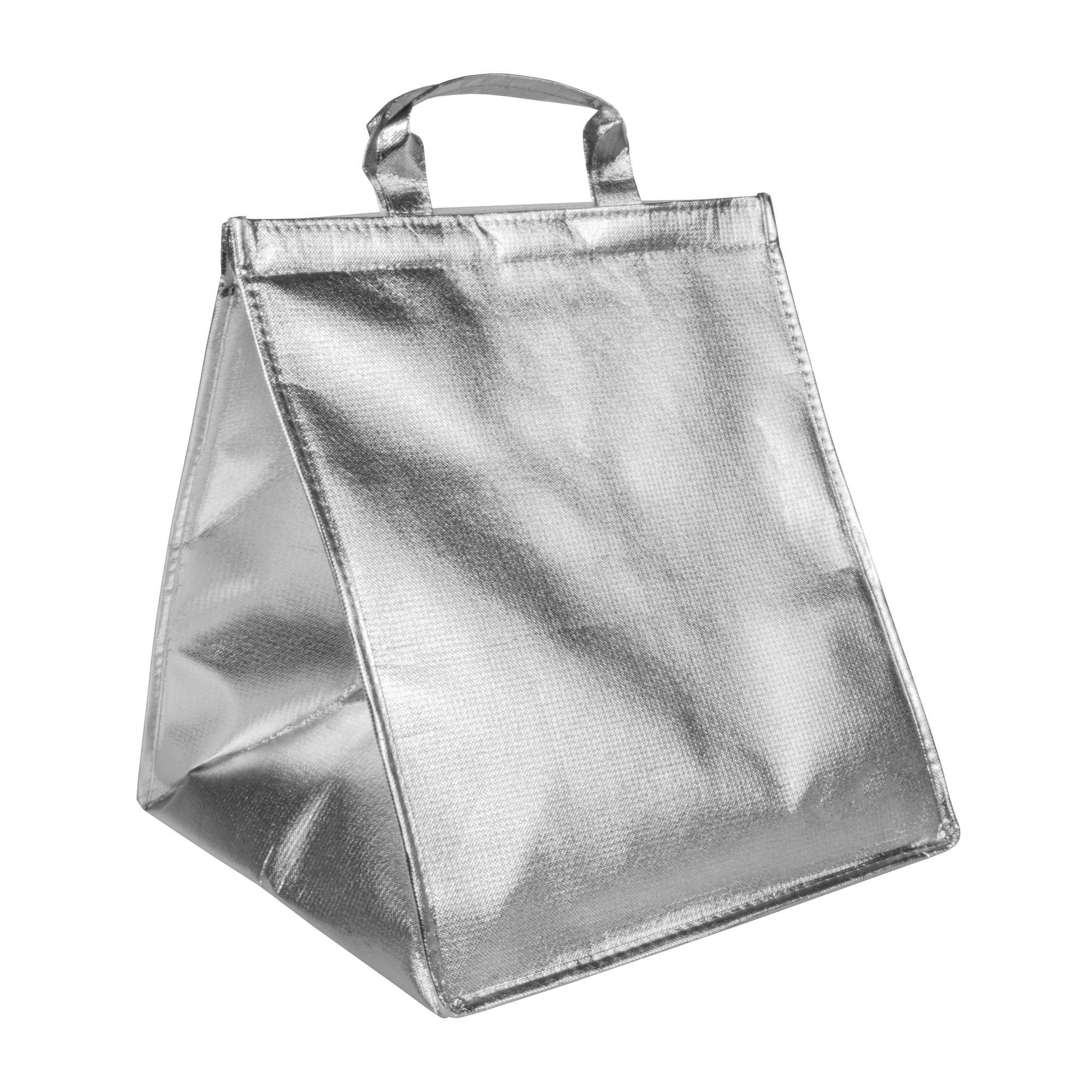 Laminated non woven cooler bag 120 g/m2 for cake/pizza, velcro closure, Silver