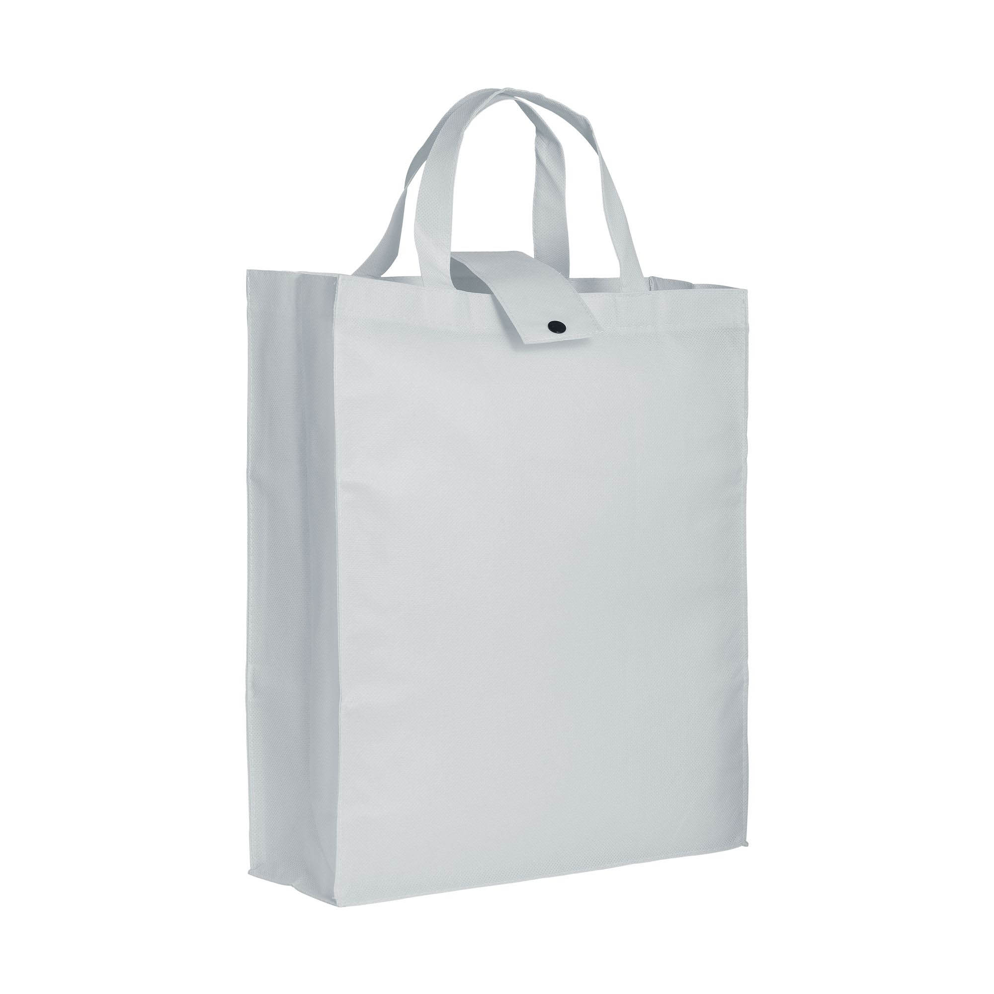 80 g/m2 non-woven fabric foldable shopping bag with gusset and short handles White