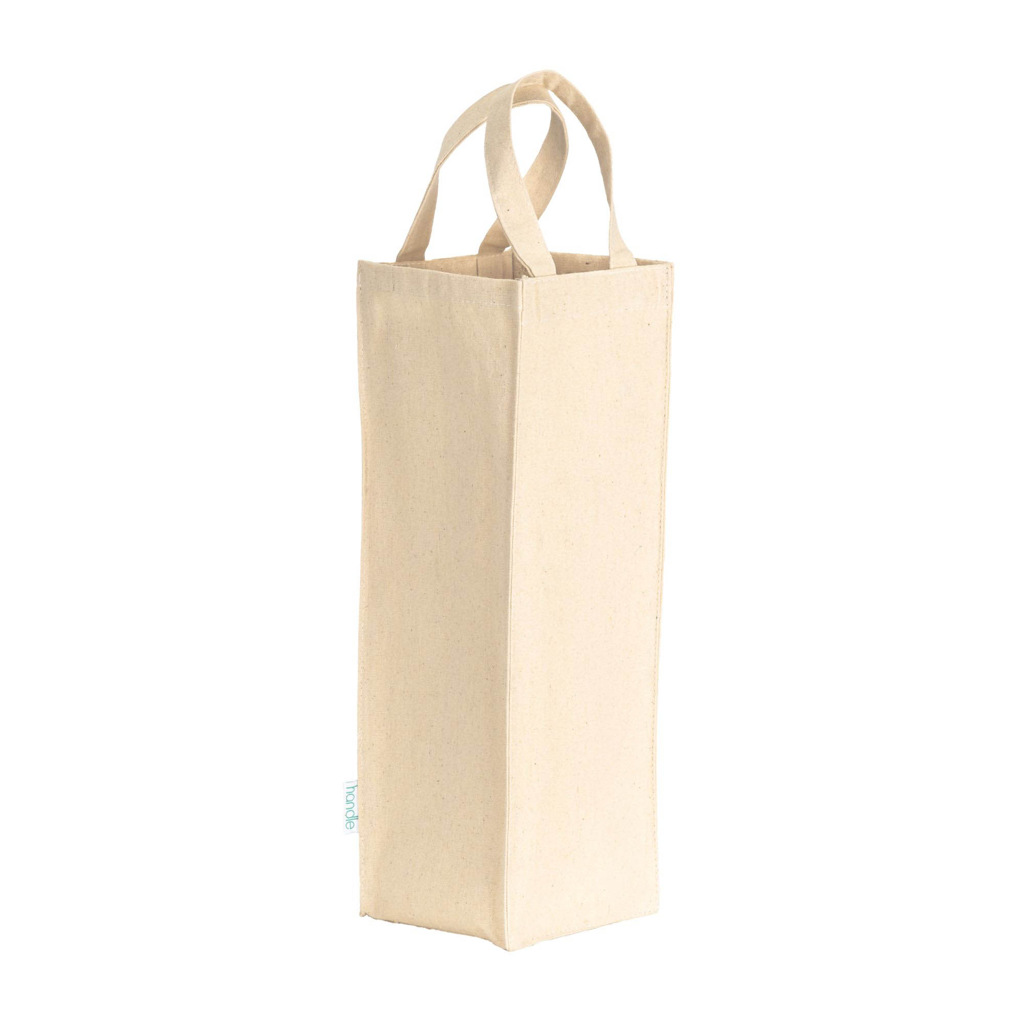 Single bottle carrier bag made of 250 g/m2 recycled cotton Natural