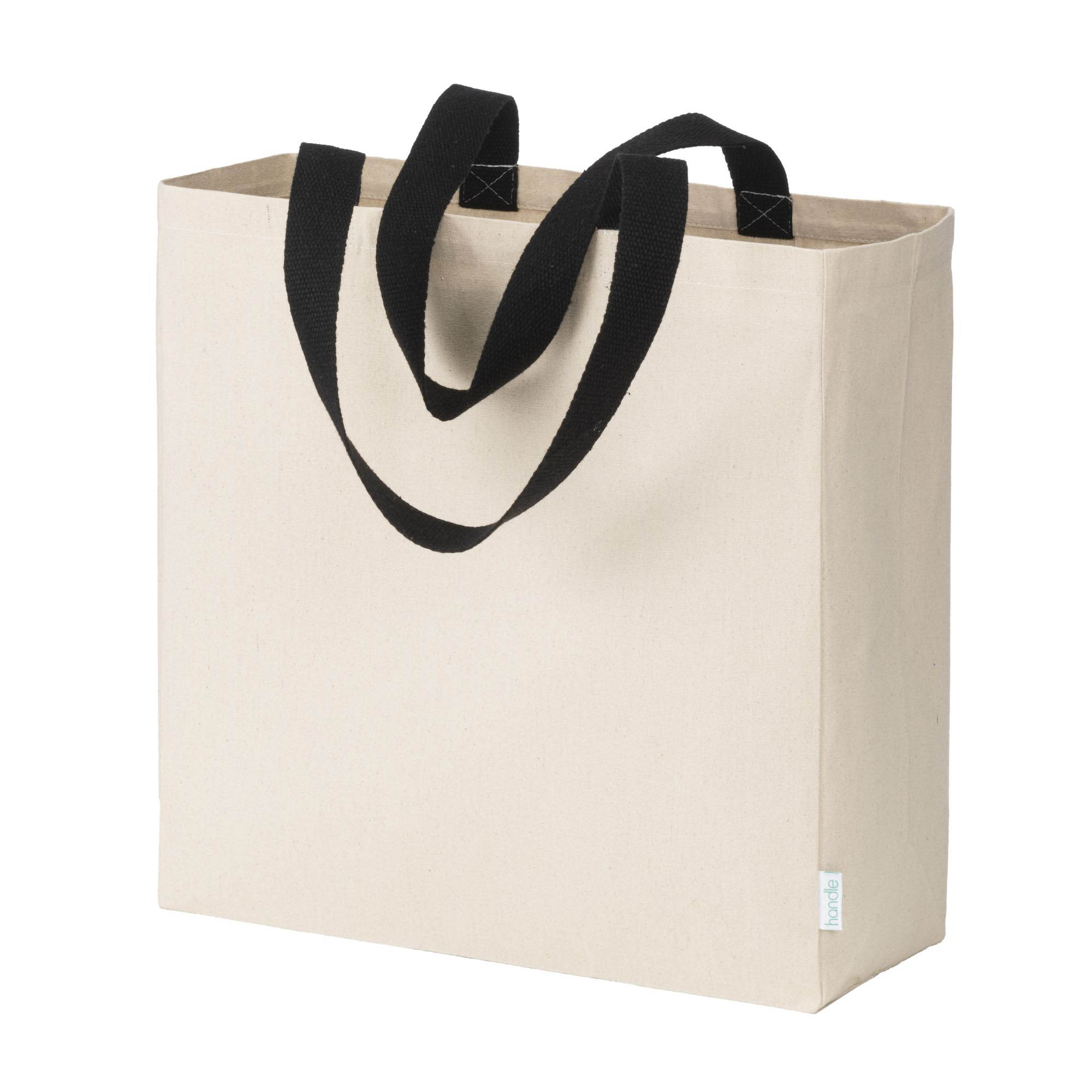 Maxi shopper bag made of recycled cotton 280 g/m2 natural with colorful handles Black