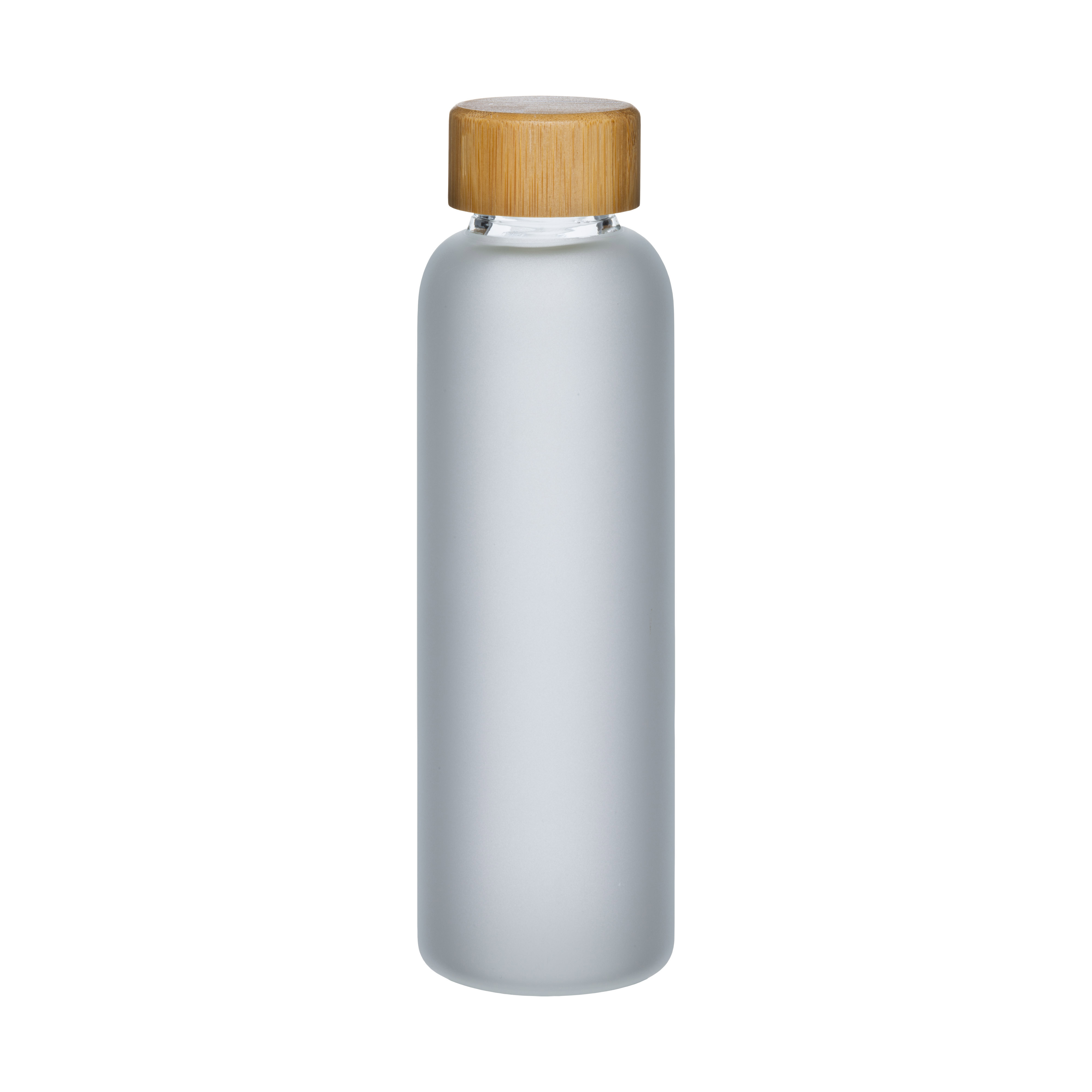 Frosted glass bottle and bamboo lid, capacity 500 ml White