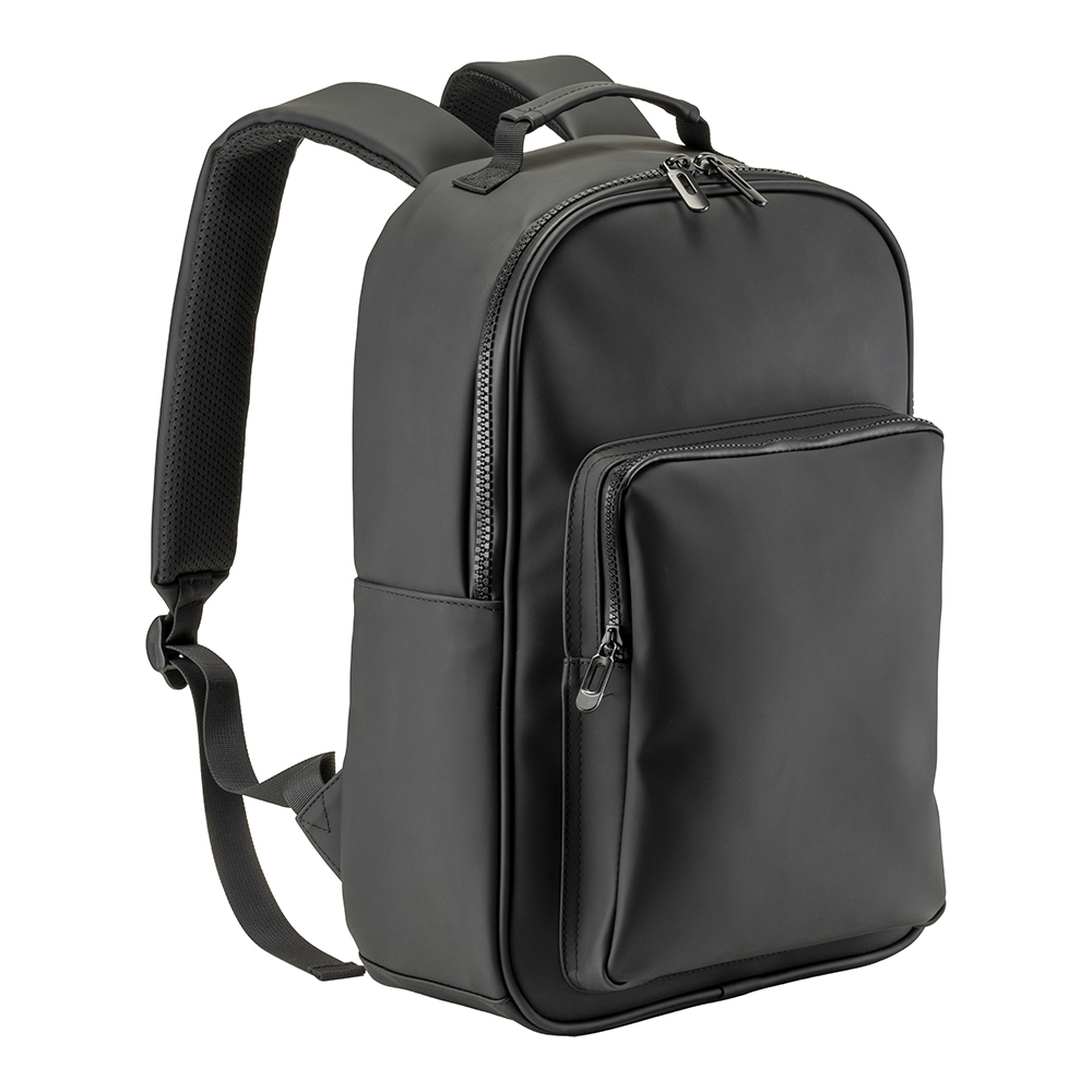 Laptop backpack (15) in soft water-resistant PU. Black