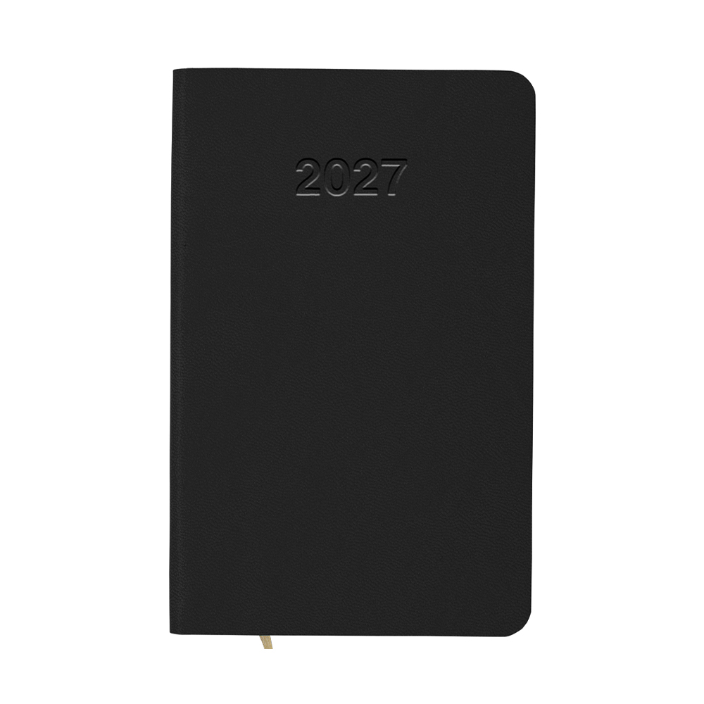 Weekly 2027 pocket diary with flexible cover in heat-transforming PU Black