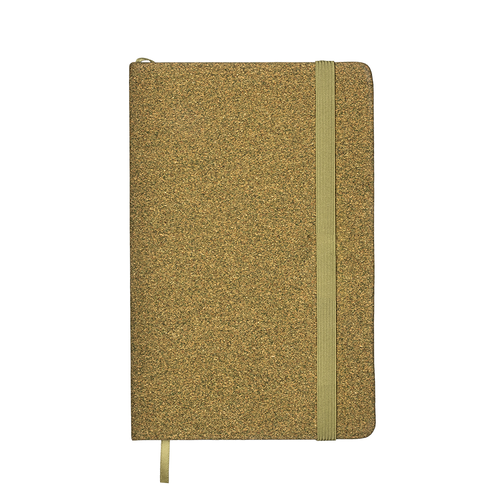 Notebook with cover made from coffee or tea residues. Elastic closure Green