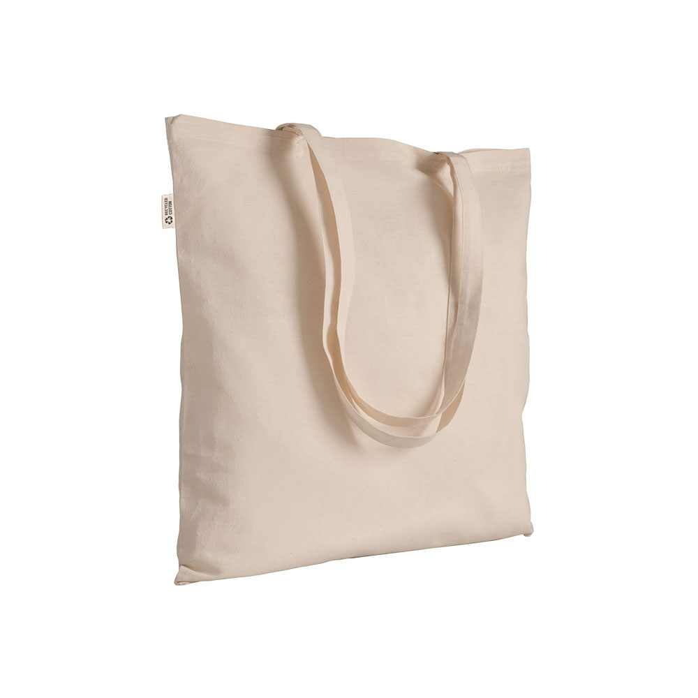 Plain-coloured shopper bag in 140 g/m2 recycled cotton. GRS certified Natural