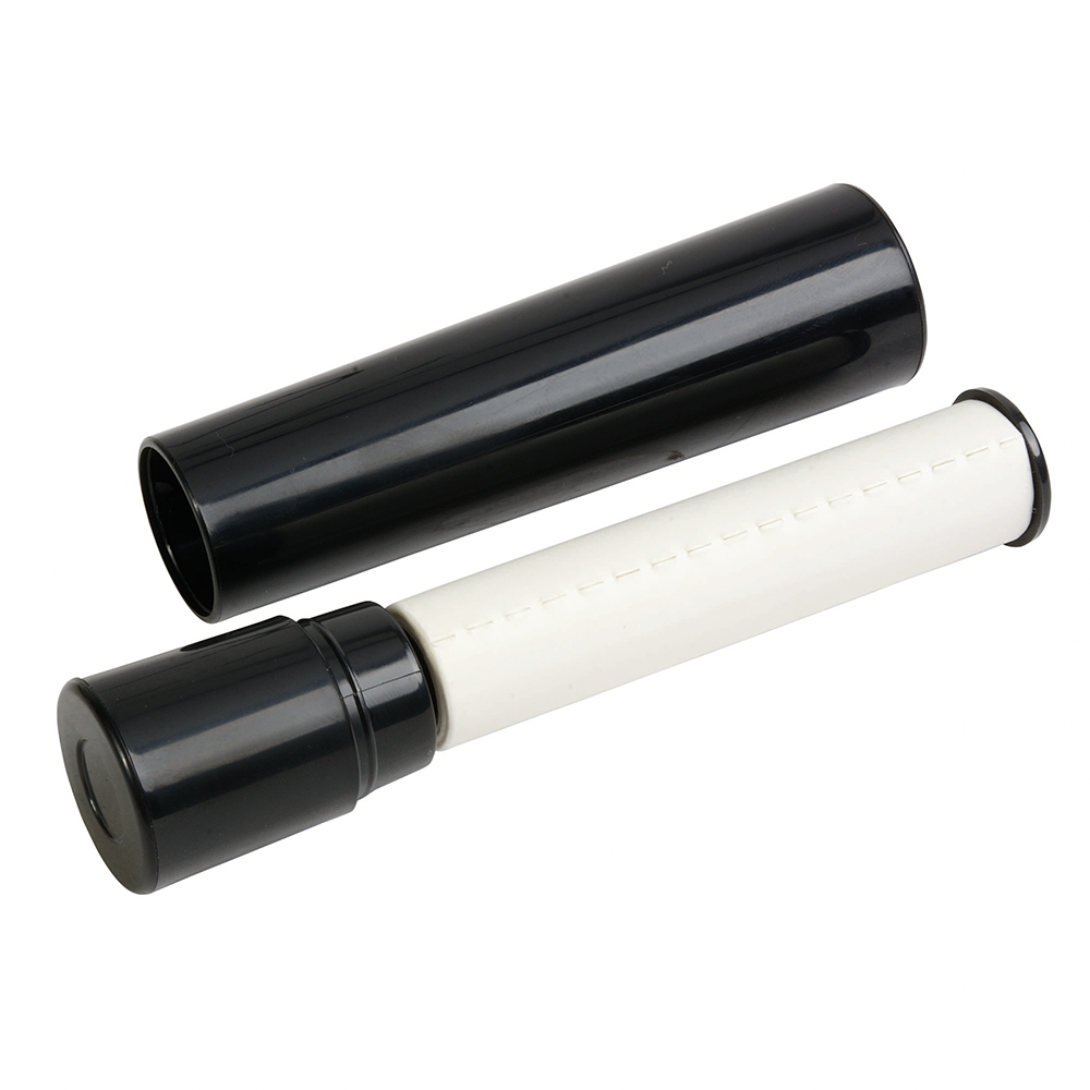 Travel-size lint roller with lid and adhesive roll (11 cm tall, 2.4 cm diameter) Black