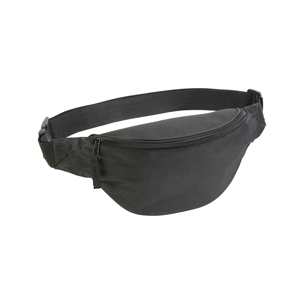 600 D Polyester slim, 1 pocket, with adjustable waist strap and clip closure Black