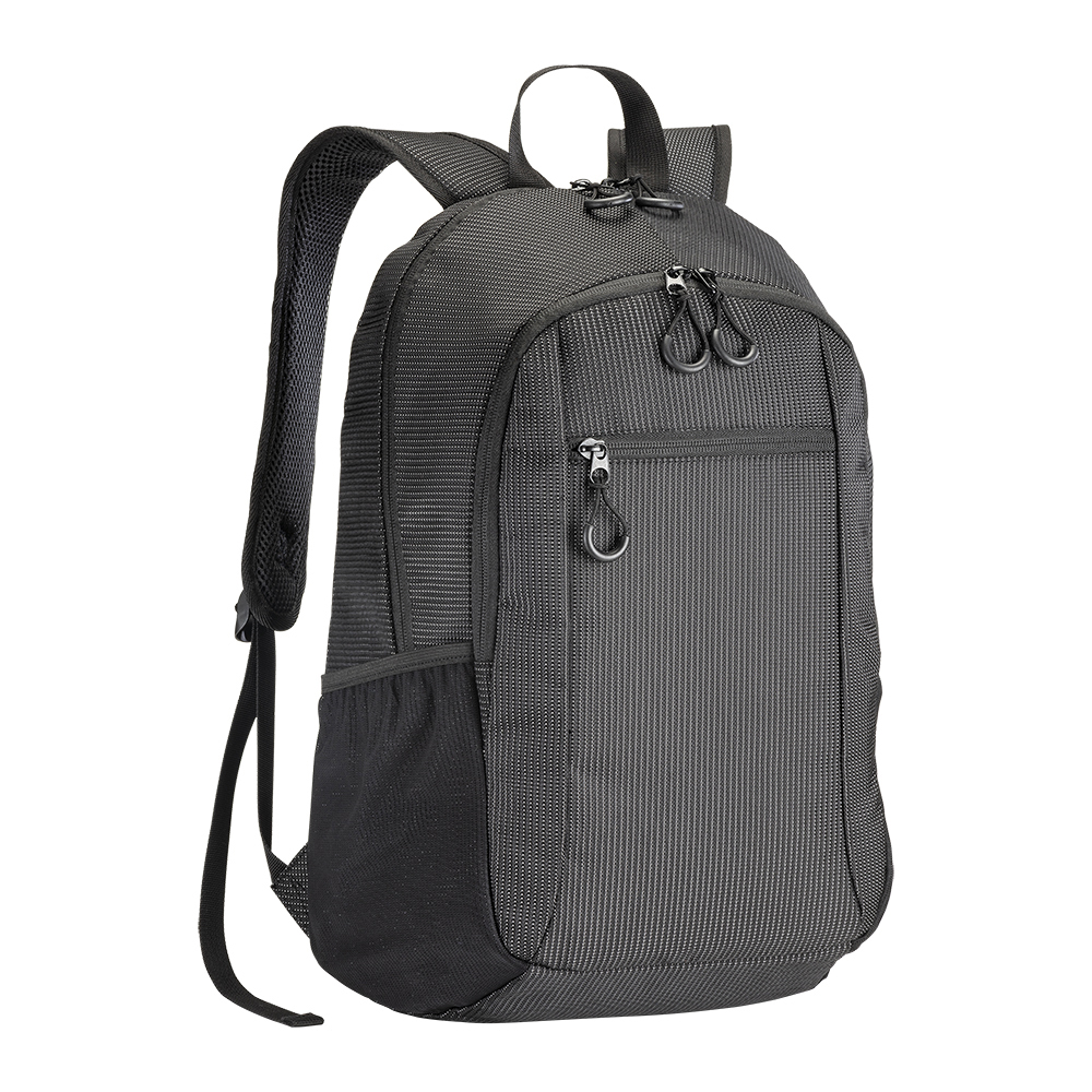Dobby nylon laptop backpack with 3 pockets Black