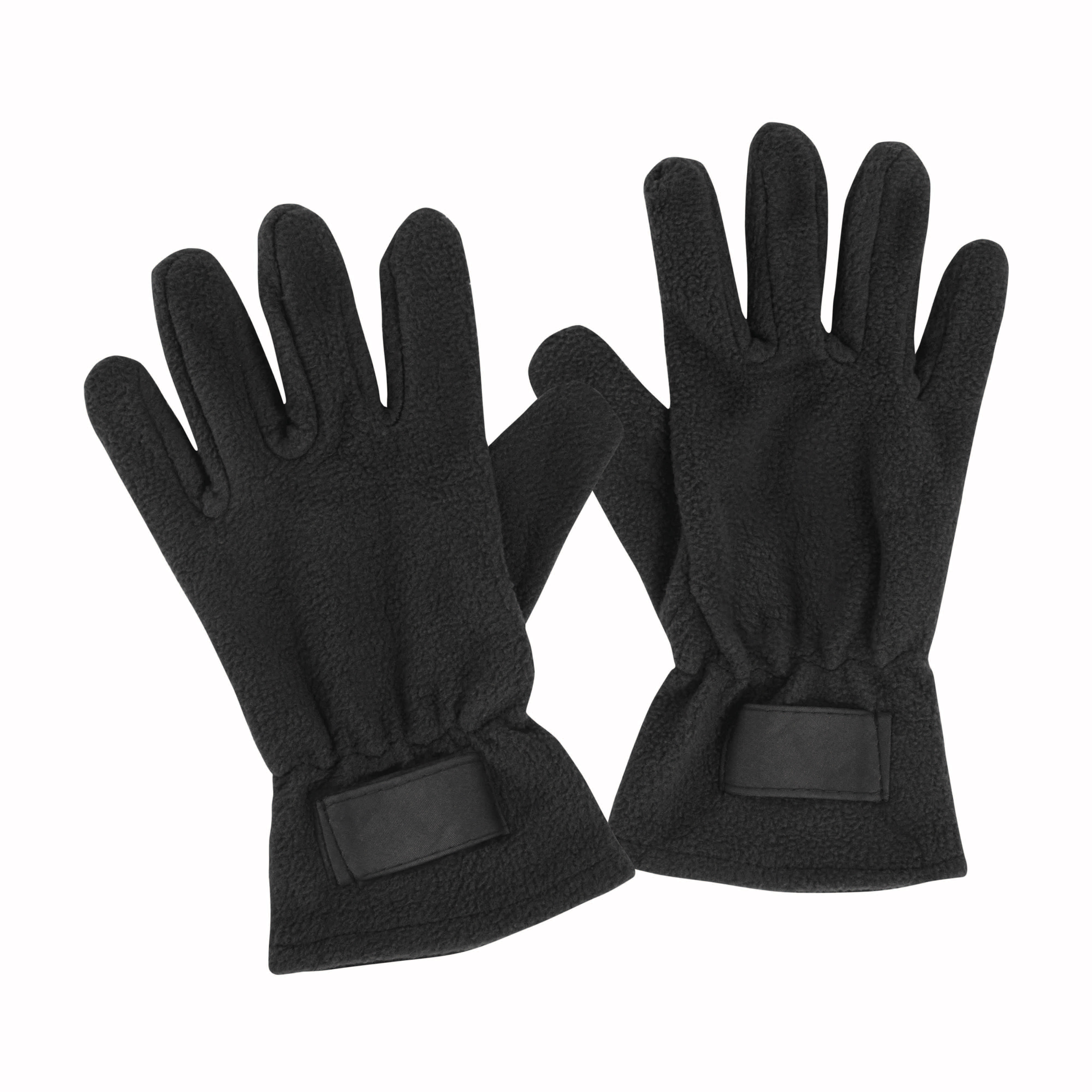 Men fleece gloves with customizable label Black