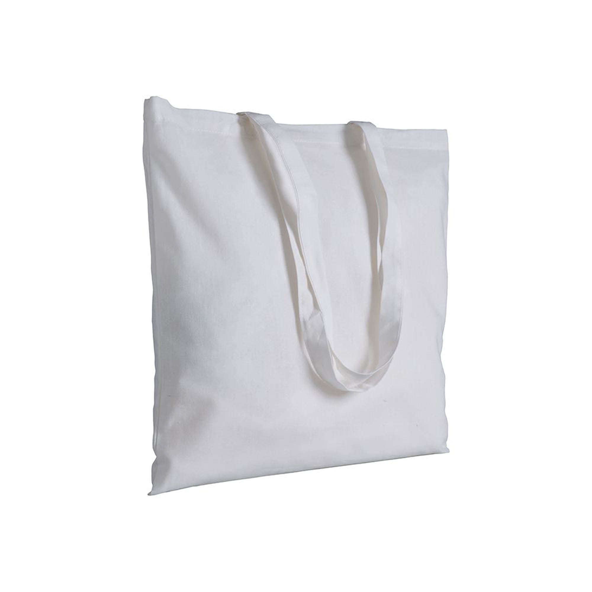130 g/m2 cotton shopping bag, long handles White