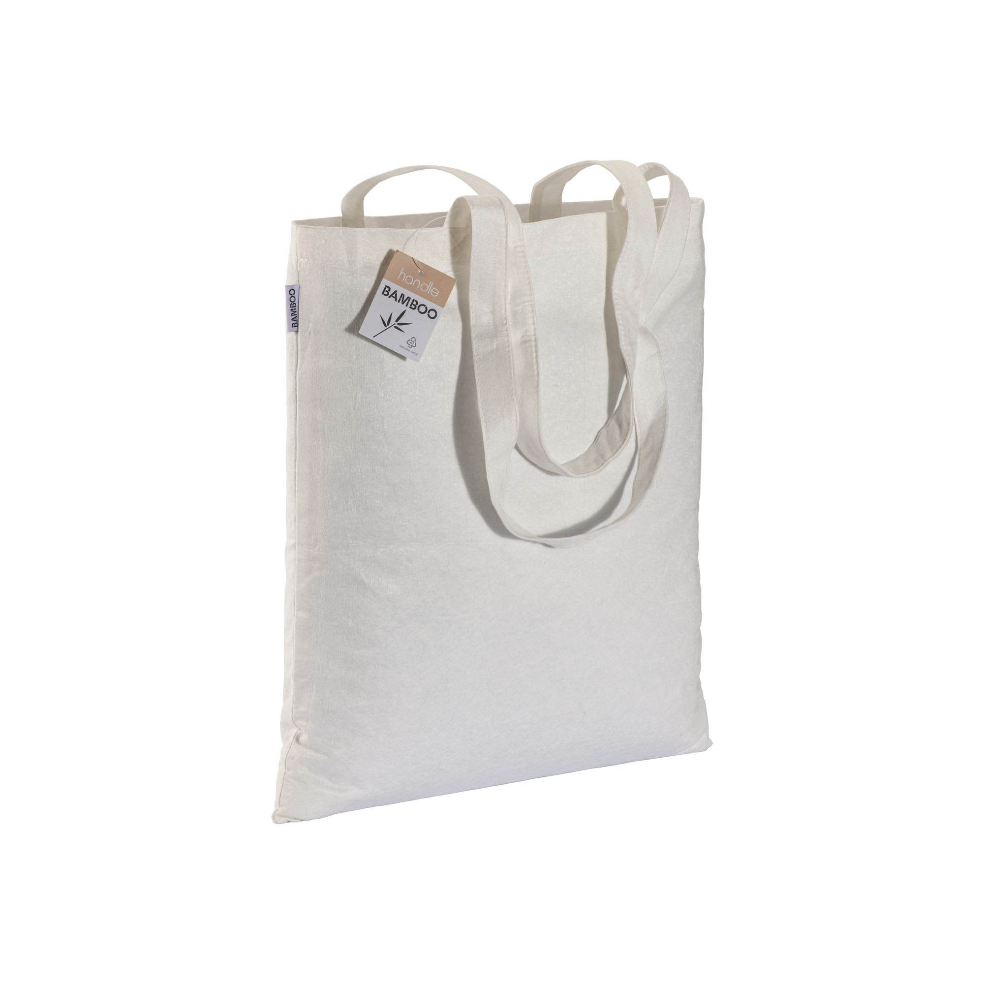 135 g/m2 bamboo fiber shopping bag with long handles White