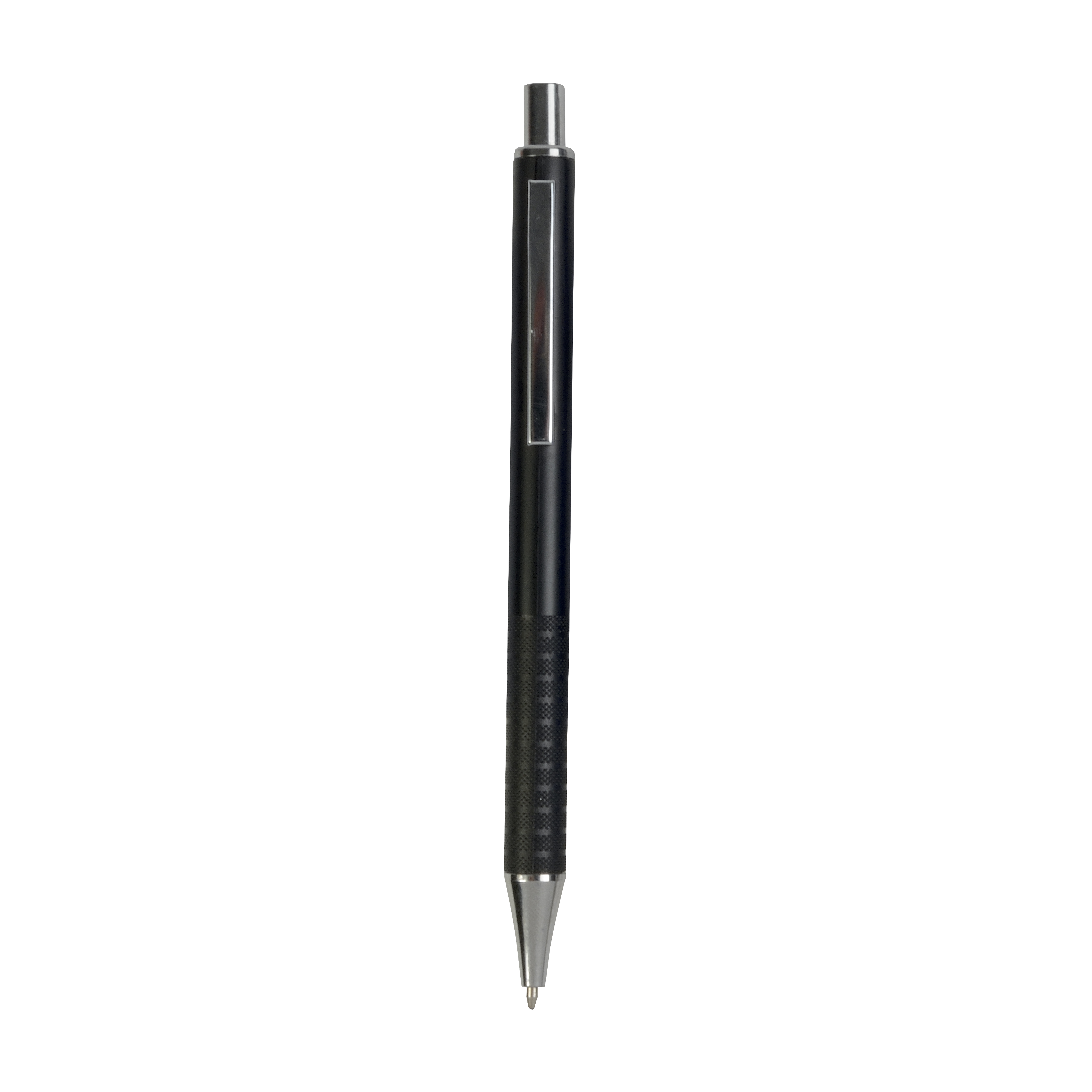Plastic snap pen with metal clip Black