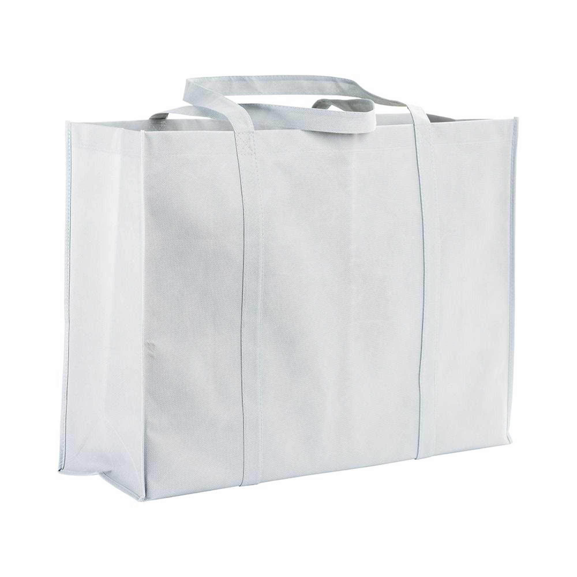 Stitched 100 g/m2 non-woven fabric maxi shopping bag with gusset and long handles White