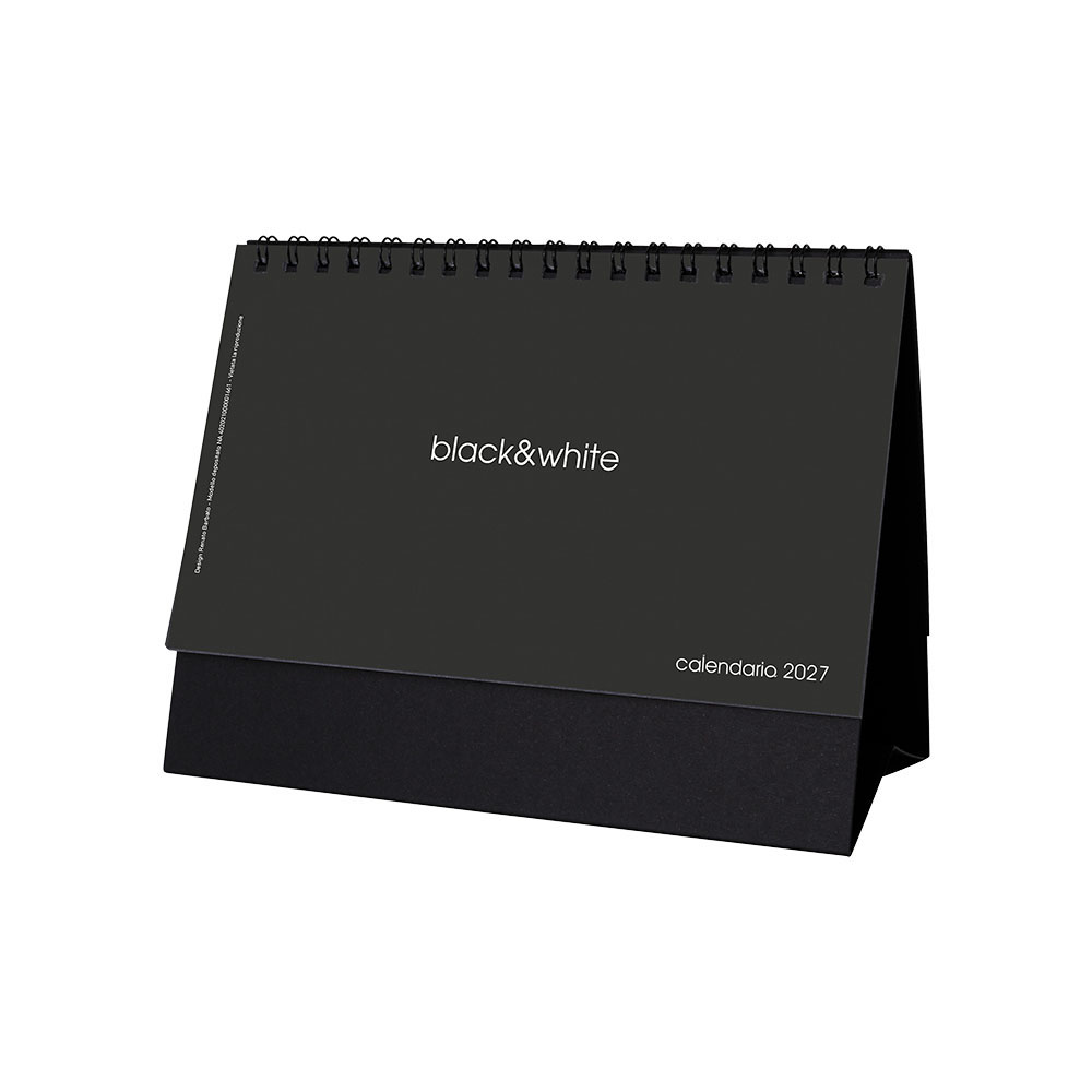 2027 Monthly Desk Calendar, 13 sheets on white or black cardstock, spiral bound Black