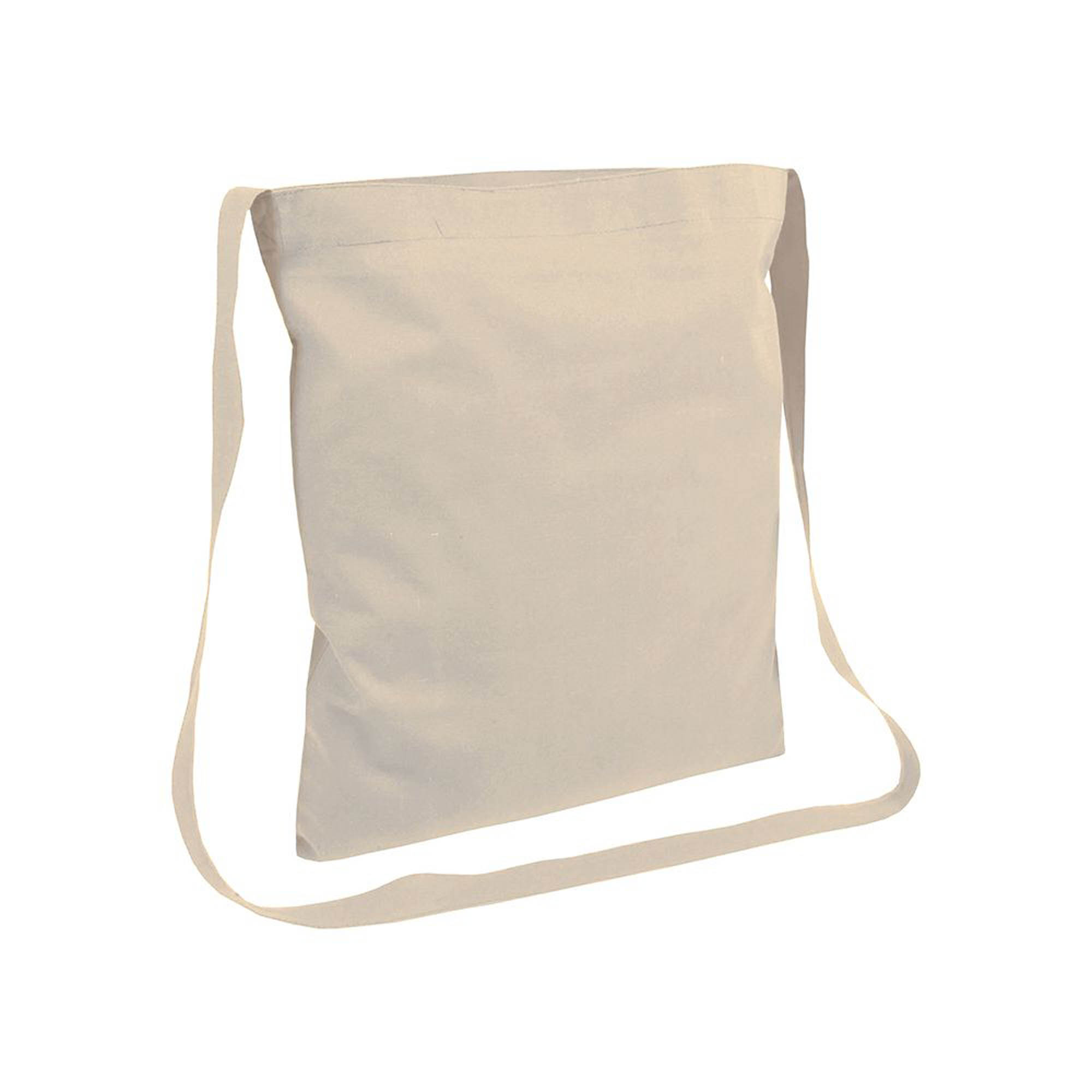 130 g/m2 cotton shopping bag with shoulder strap (3 x 118 cm) Natural