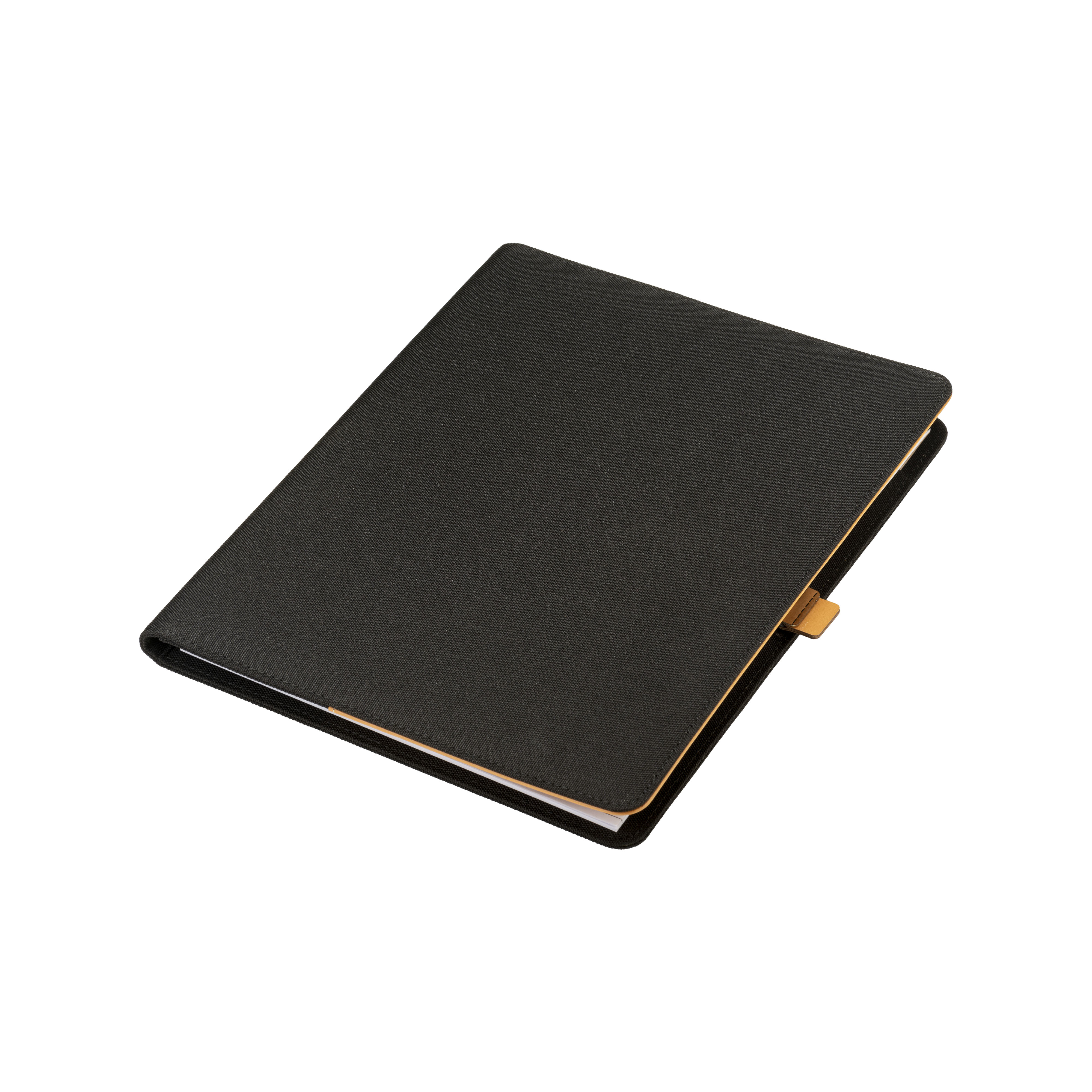 A4 block folder made of R-PET with metal closing hook Black