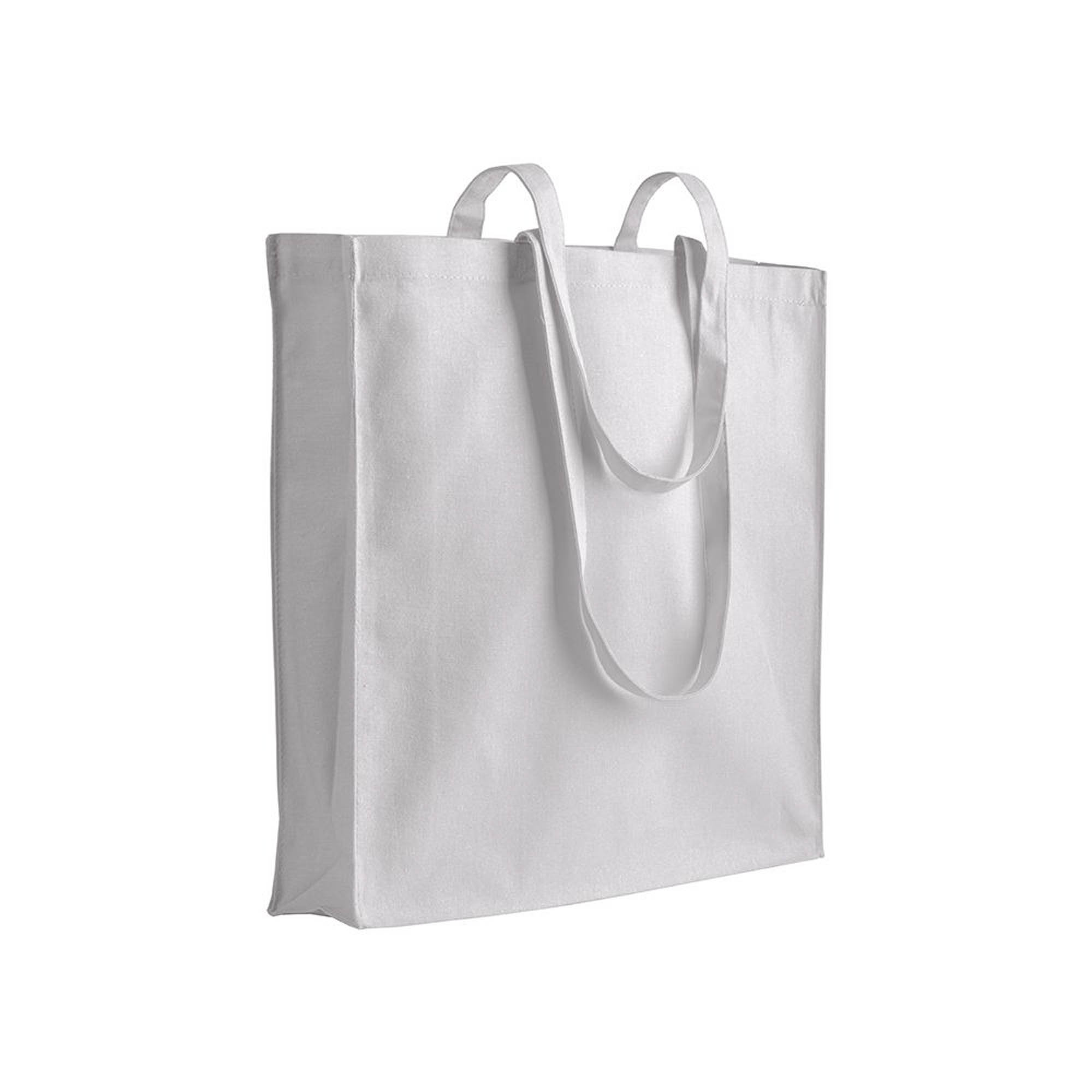 220 g/m2 cotton shopping bag, long handles and gusset, zip closure White