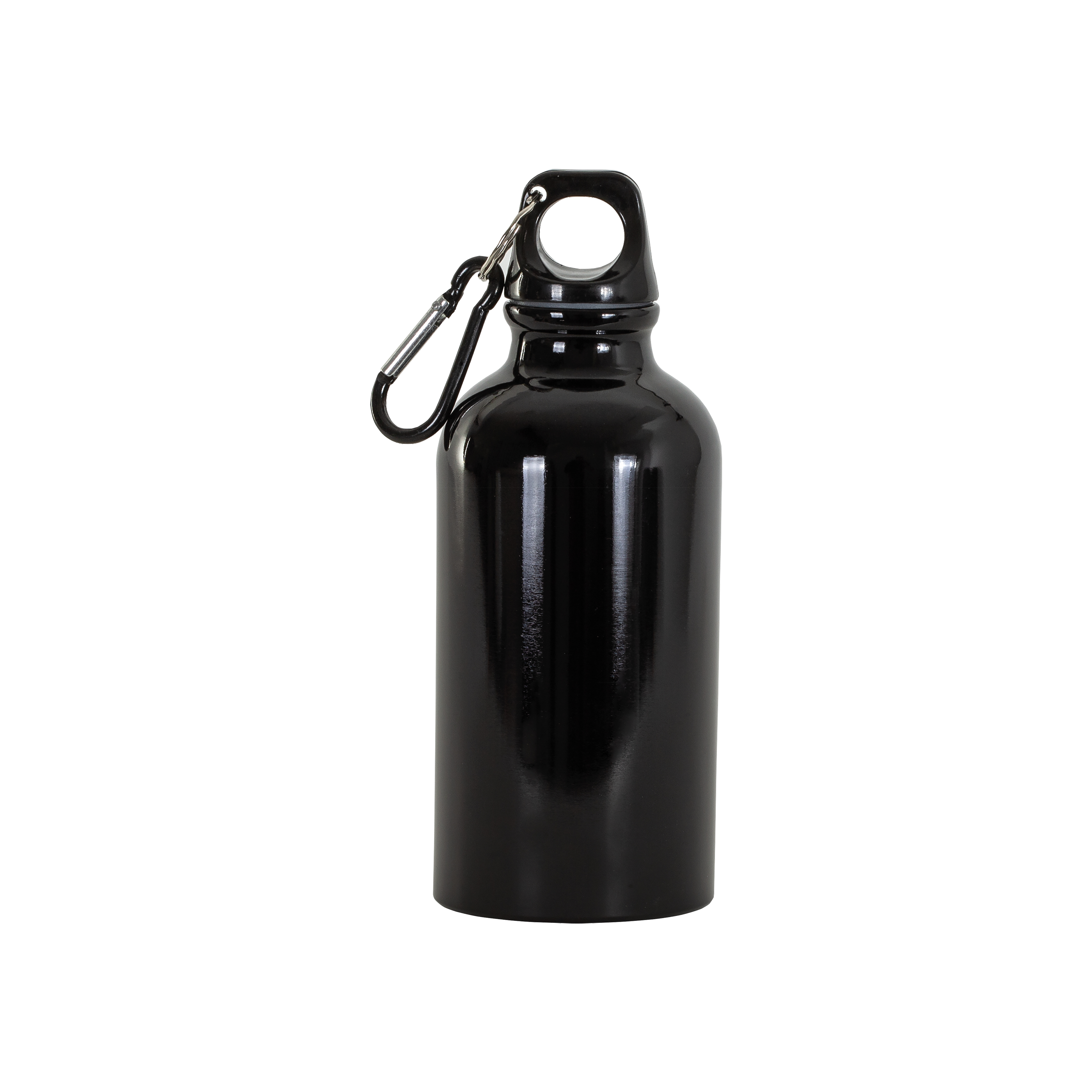 Aluminum bottle with carabiner, 400ml Black