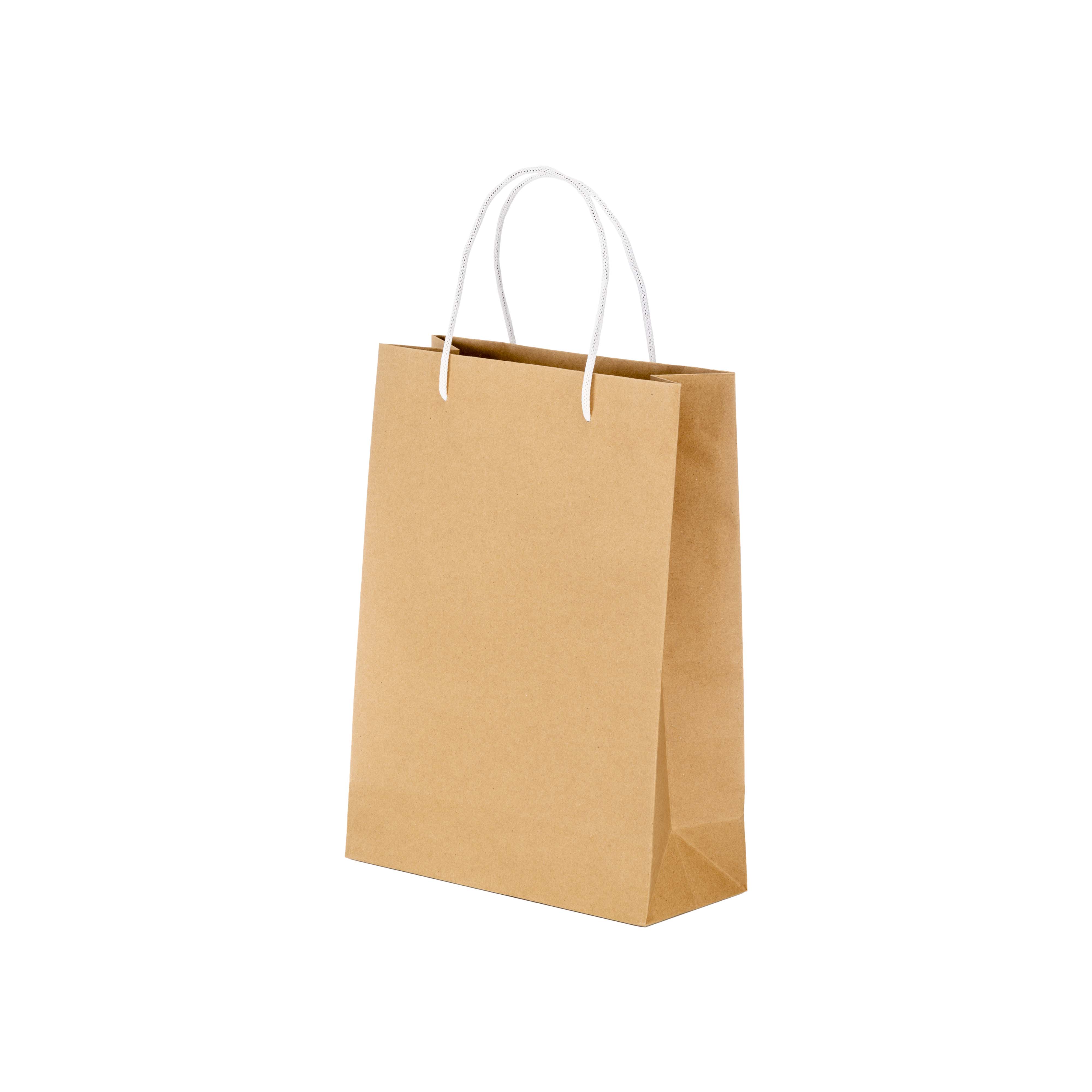 150 g/m2 recycled paper bag with gusset and short colored handles White