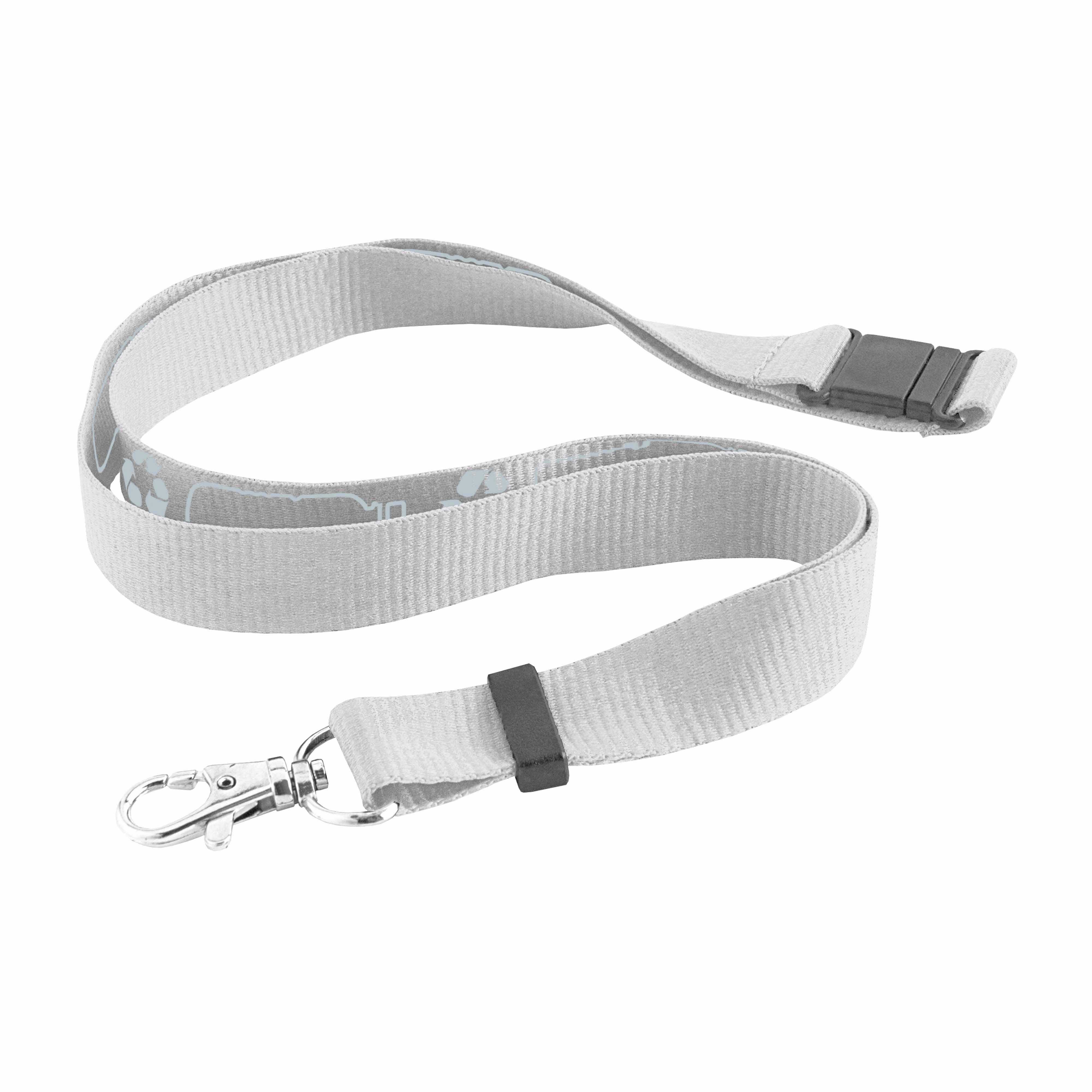 R-PET (recycled PET) lanyard whit safety release White