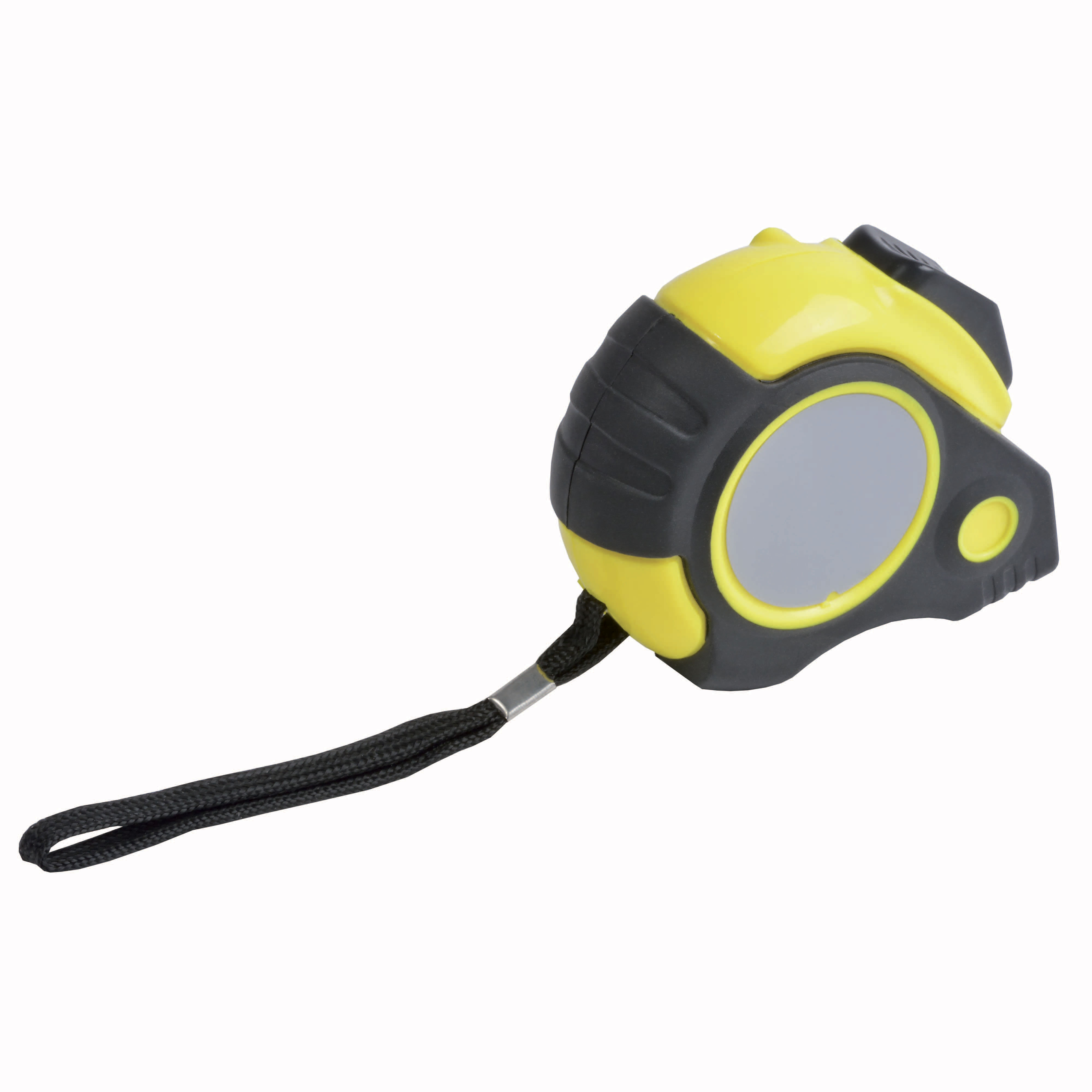 ABS 3-metre quick-release tape measure with lock button, rubber grip and belt clip Black-yellow