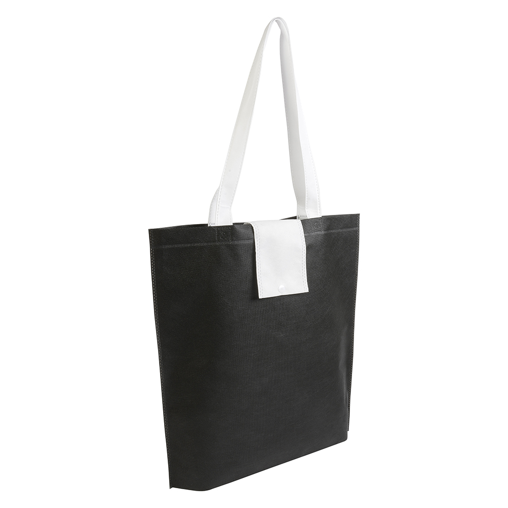 Not woven 80g/m2 foldable shopping bag with short handles Black