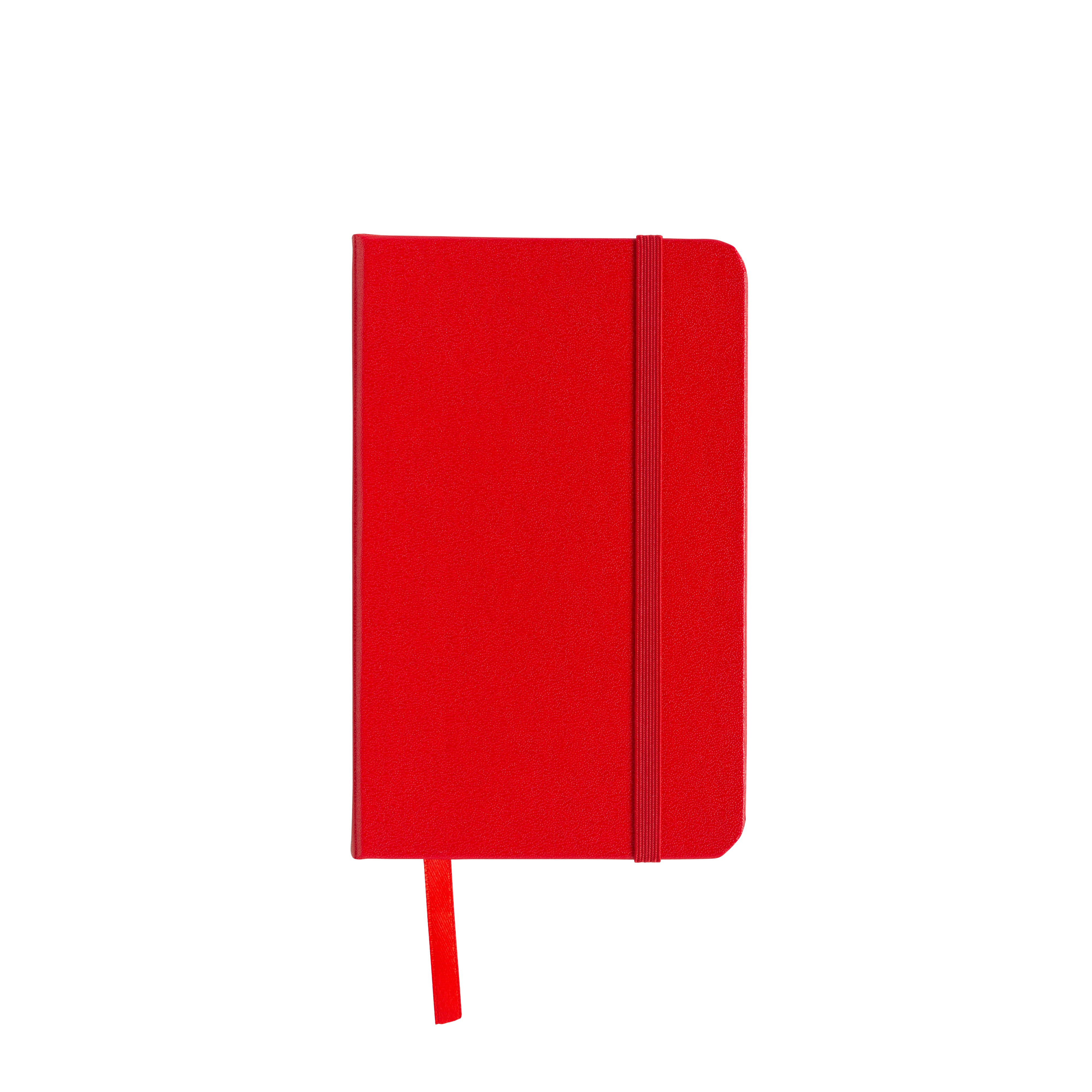 PVC notebook with coloured elastic, blank sheets (80 pages), satin bookmark Red