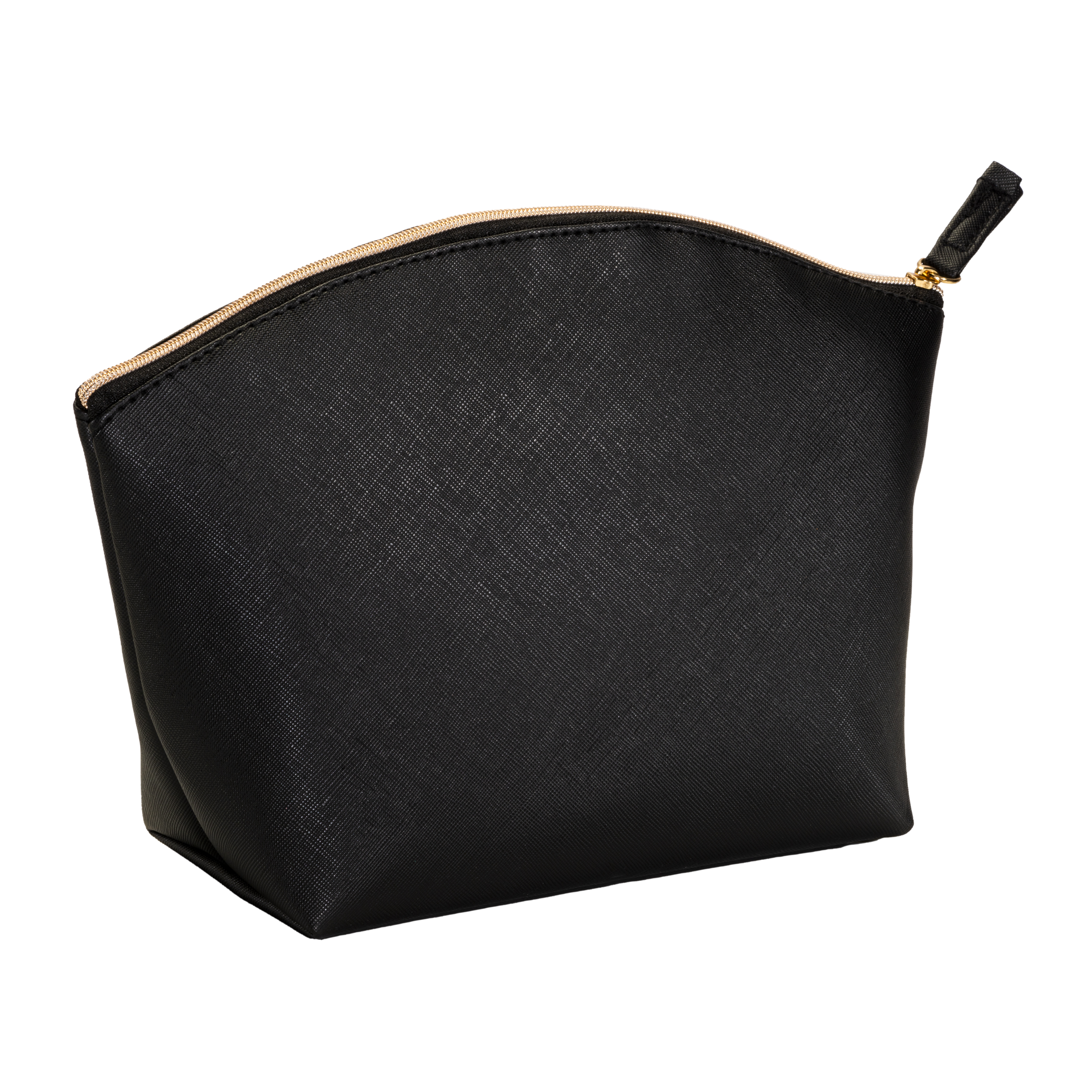 Multipurpose PU fine grain saffiano beauty case. Zipper closure and inner lining Black