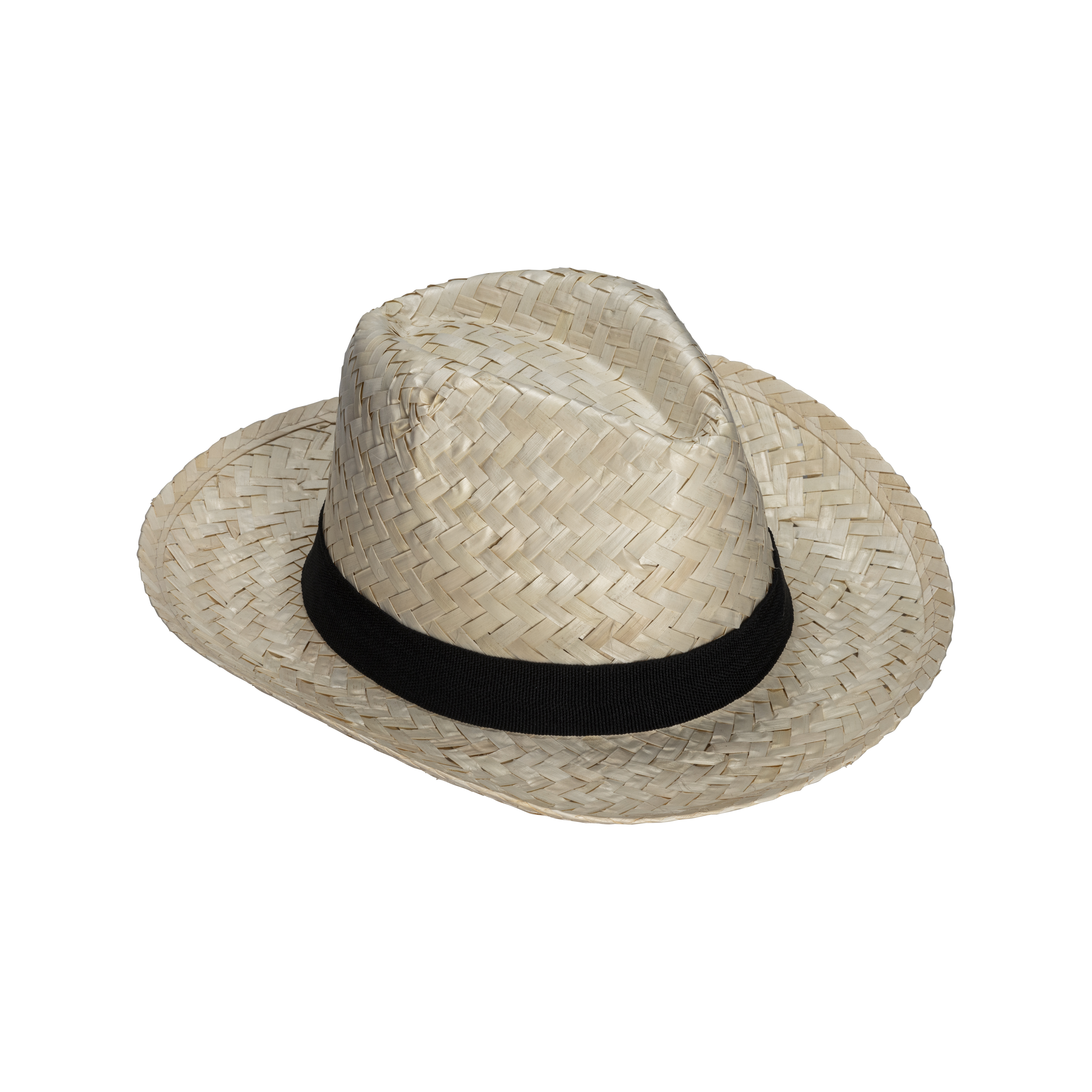 Straw hat with 3 cm elastic band customizable Black