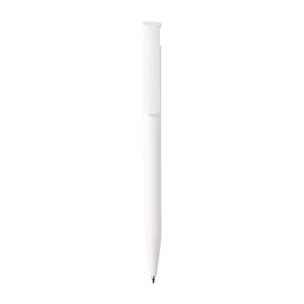 Plastic retractable pen. Bamboo insert White