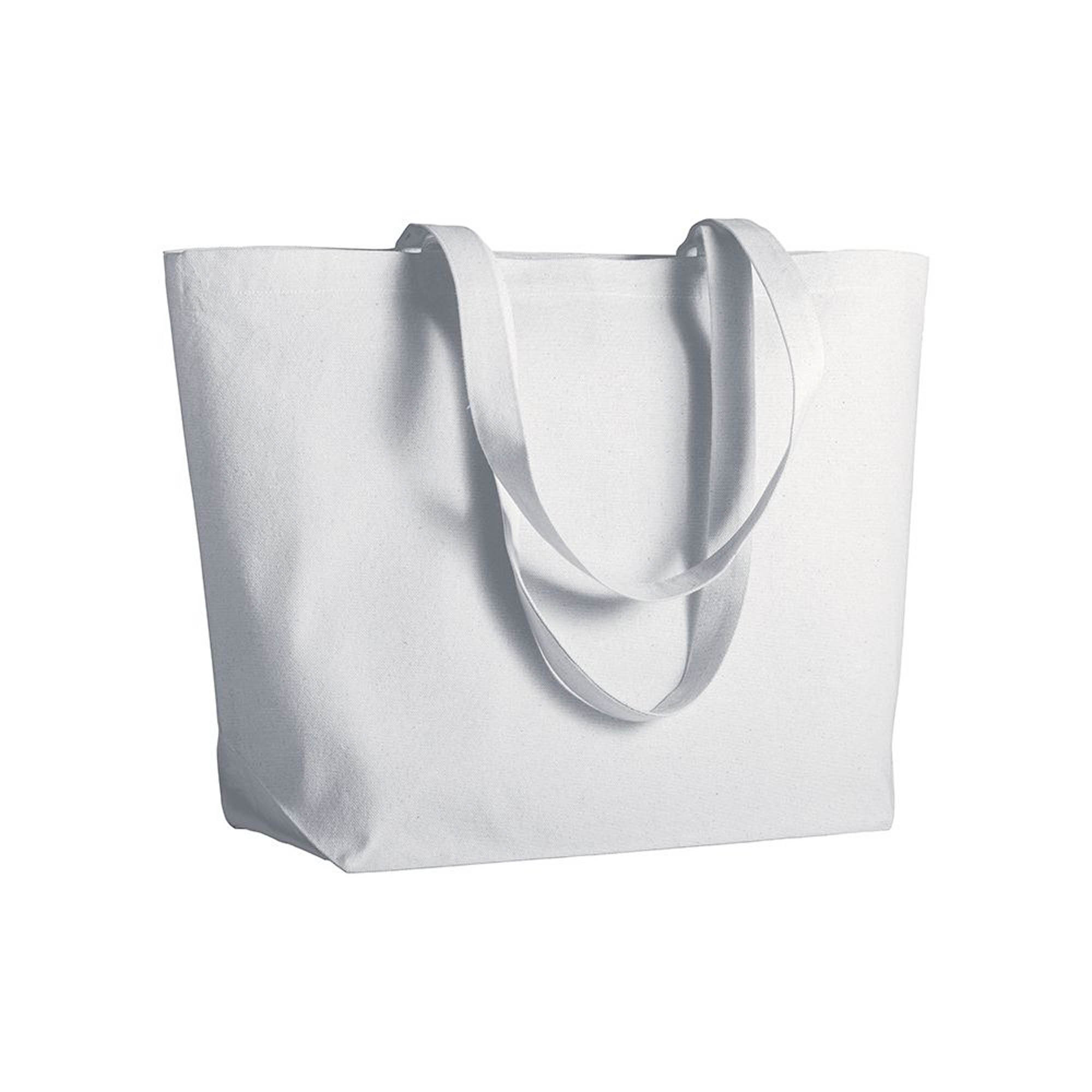 280 g/m2 cotton shopping bag, long handles and bottom gusset White