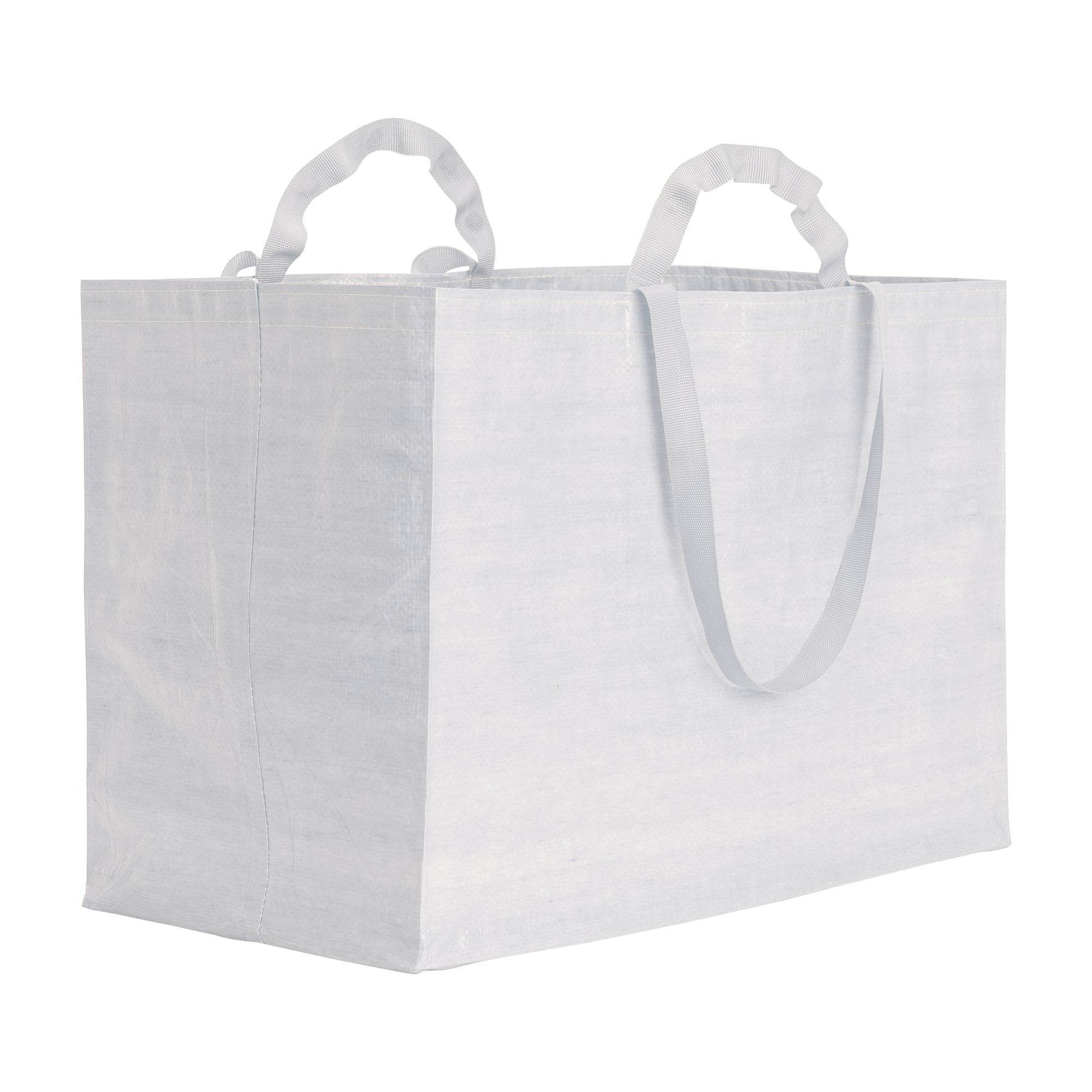 Recycled polypropylene maxi shopping bag with double ribbon handles (short and long) White