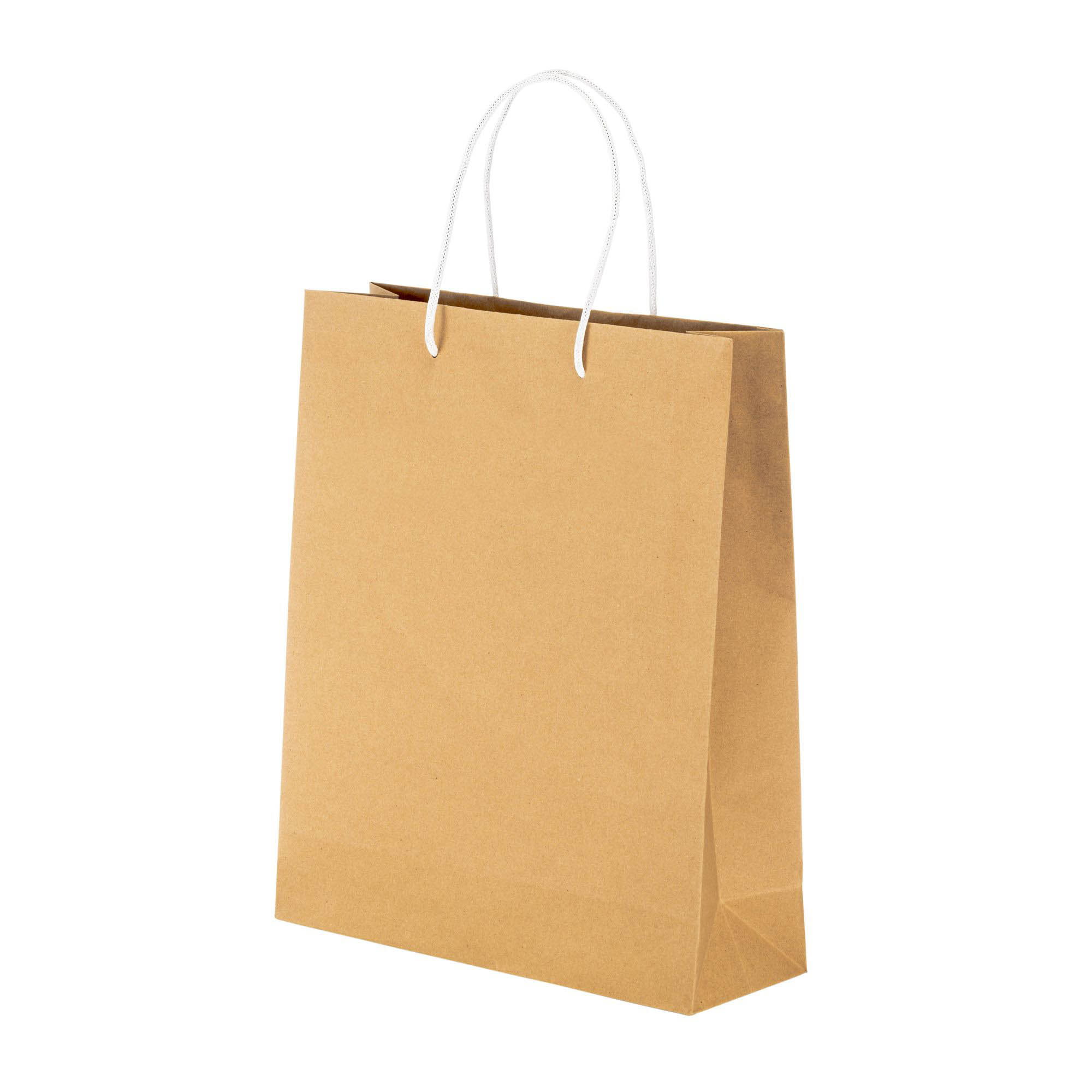 150 g/m2 recycled paper bag with gusset and short colored handles White