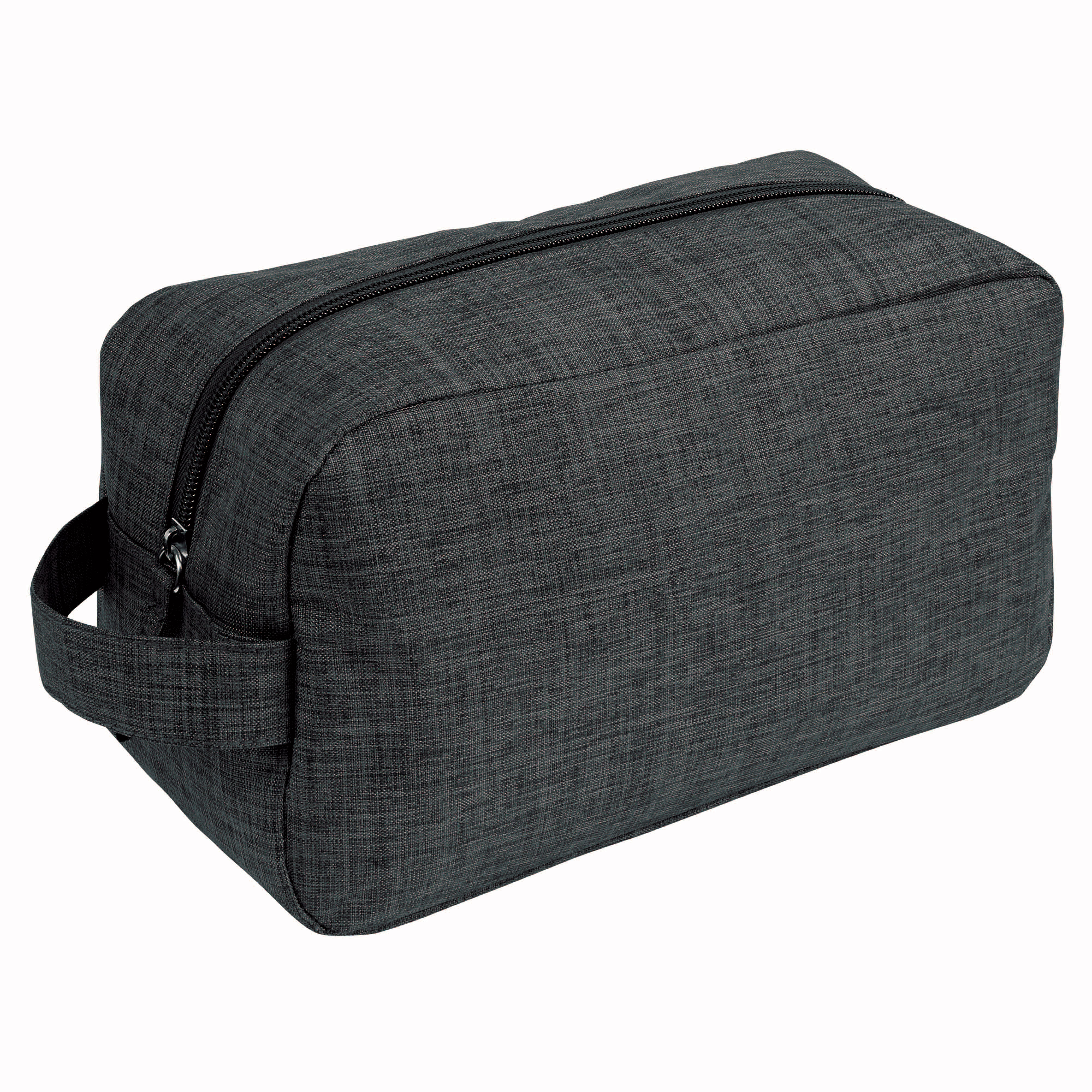 300D polyester melange fabric cosmetic bag with handle Black