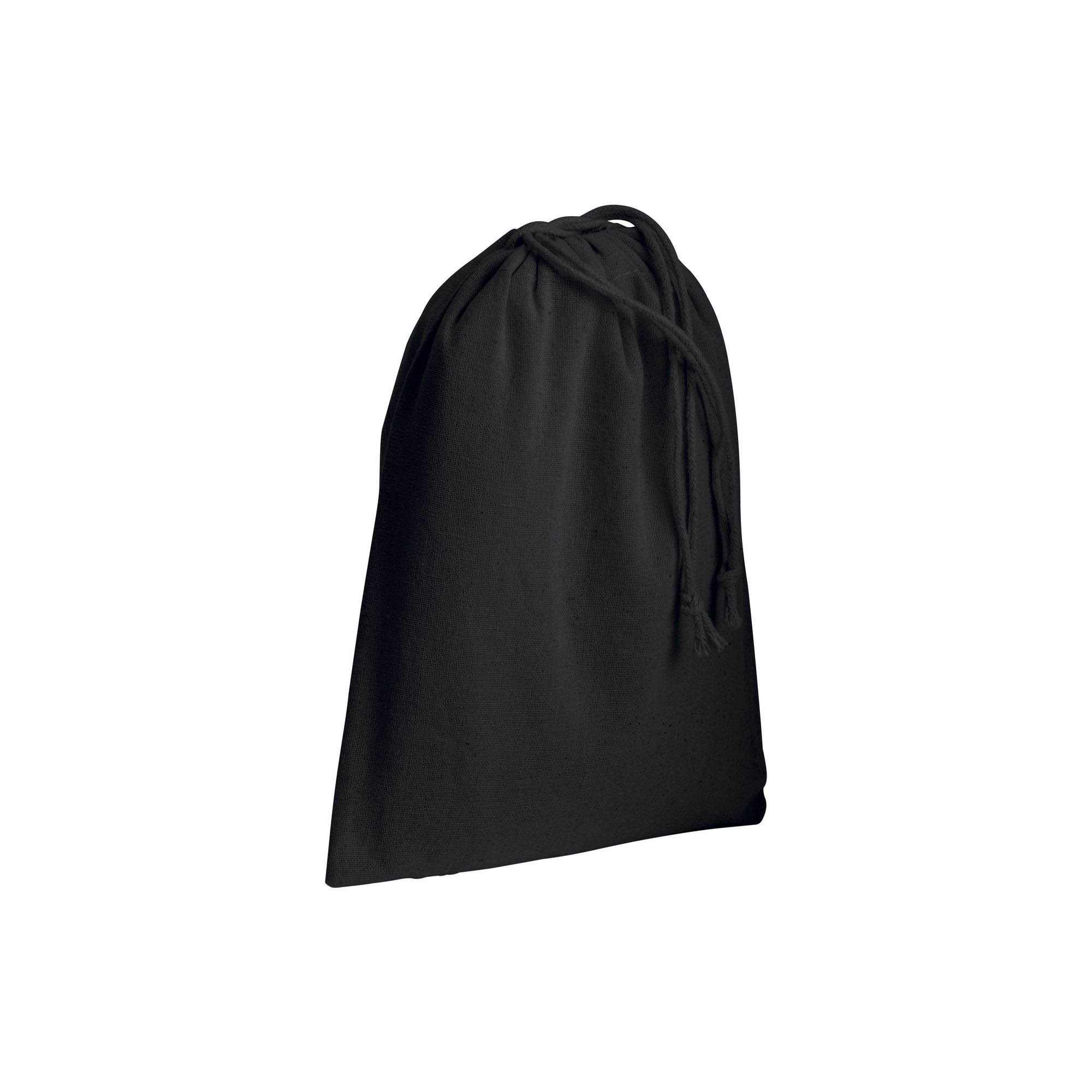 120 g/m2 cotton drawstring bag, 15 x 20 cm Black