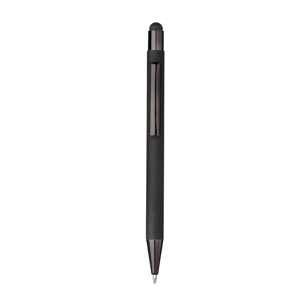 Click pen in rubberized aluminum. Clip and metal details in matching color Black