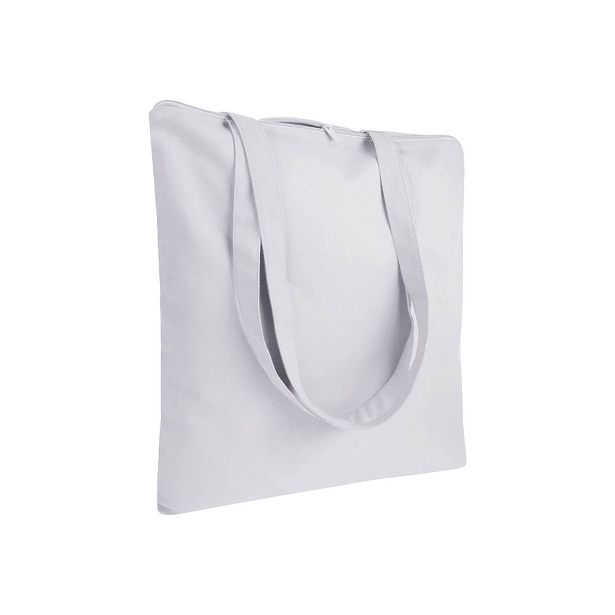 220 g/m2 cotton shopping bag, long handles, zip closure White