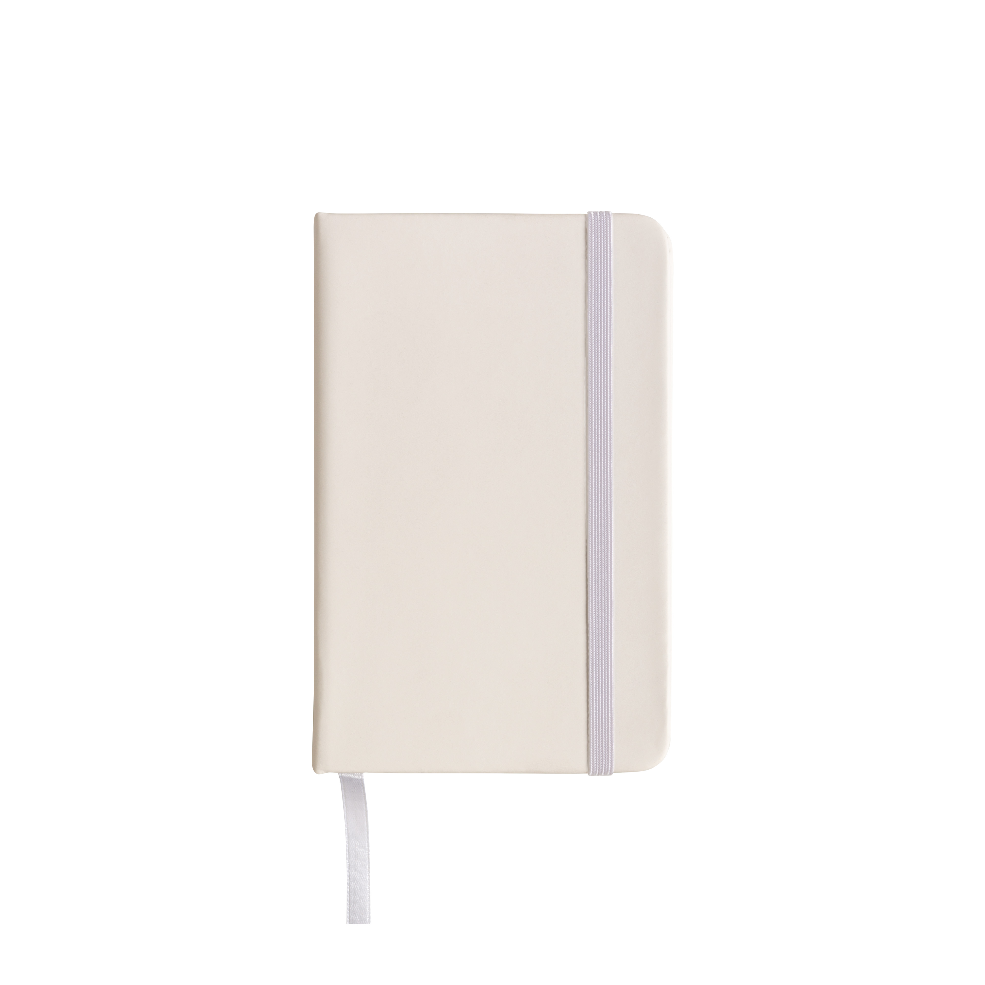 PU notebook with coloured elastic, ruled sheets (80 pages), satin bookmark White