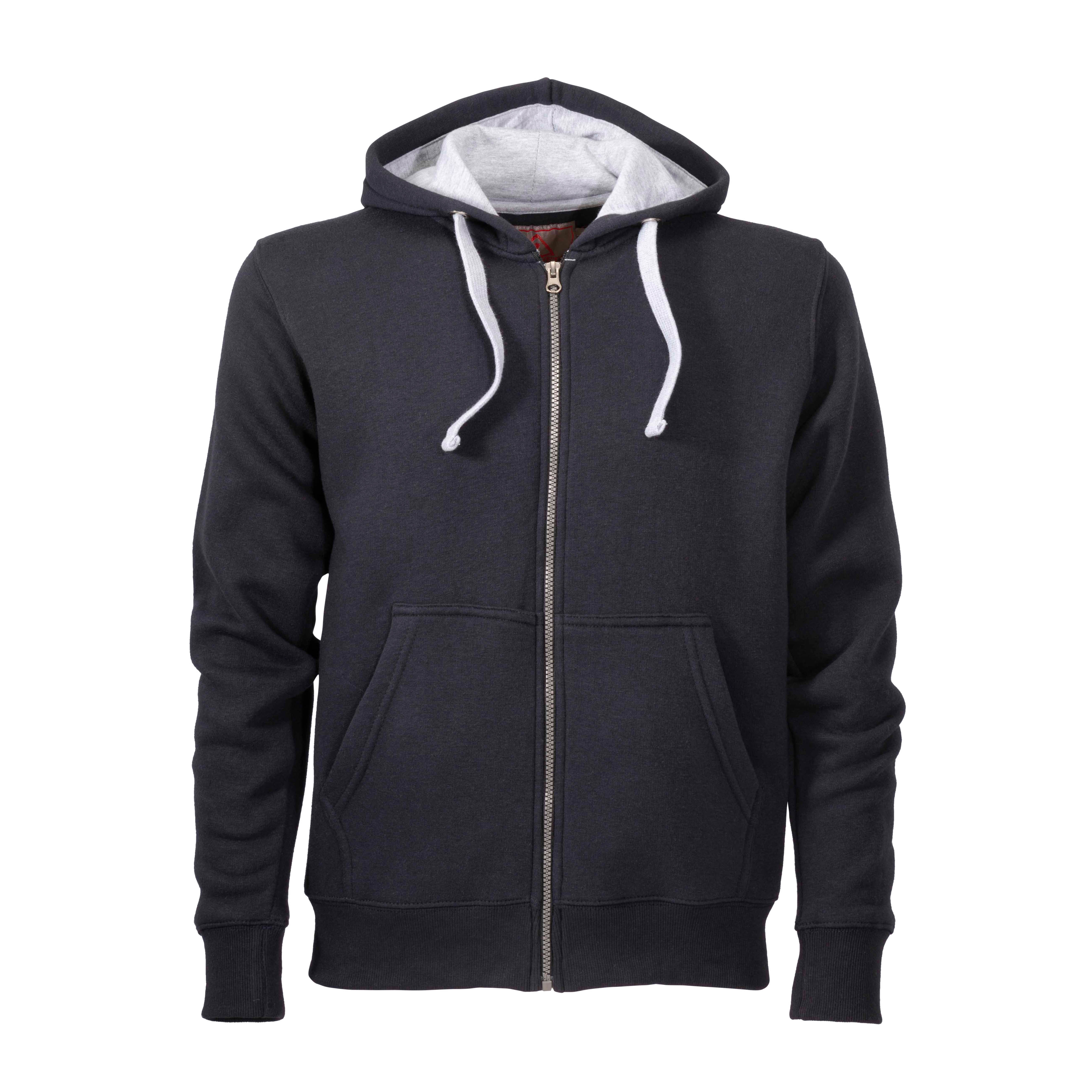 Men s hoodie, 60% cotton/40% polyester (280 g/m2), with full zipper and 2 kangaroo pockets Black L